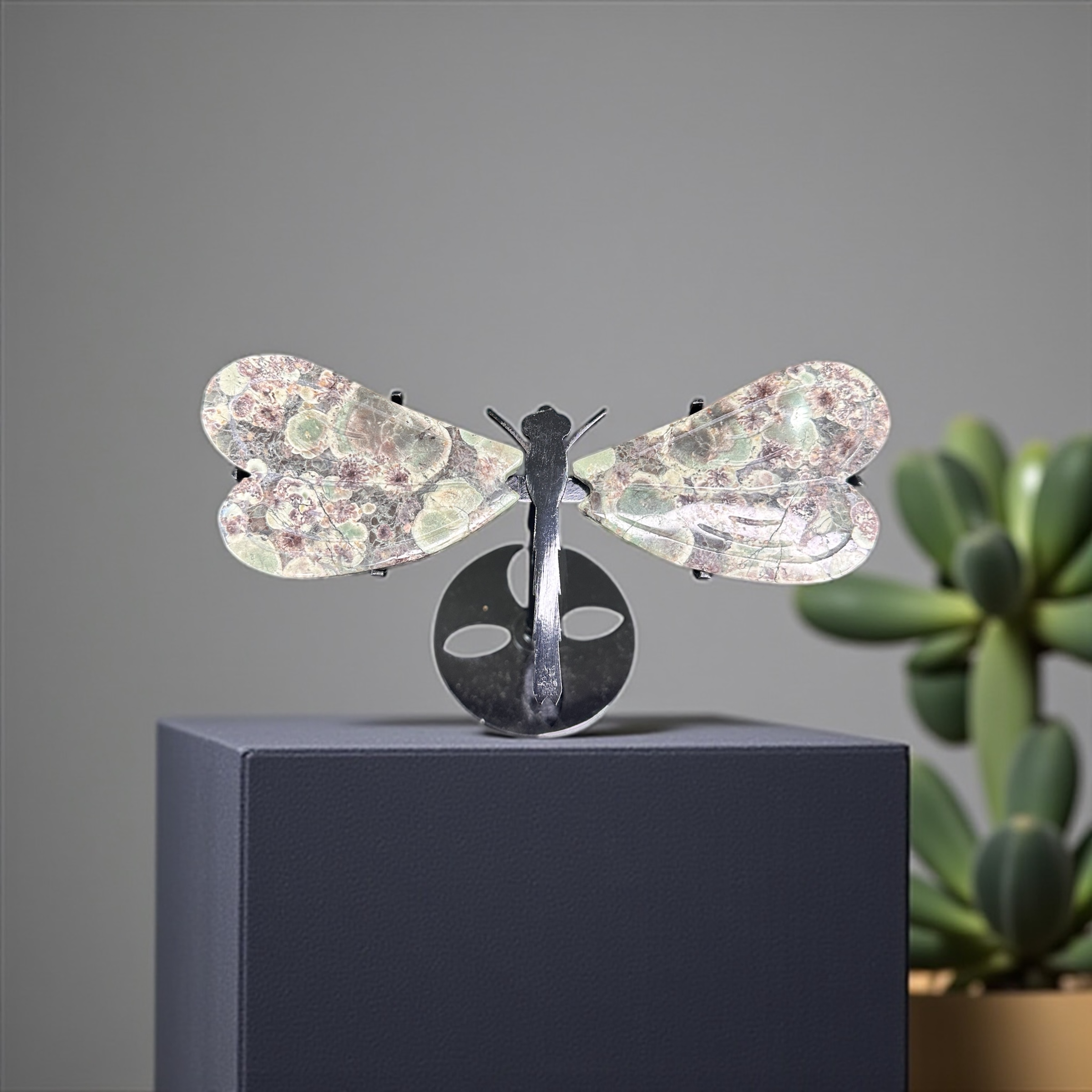 Green Flower Jasper Dragonfly 