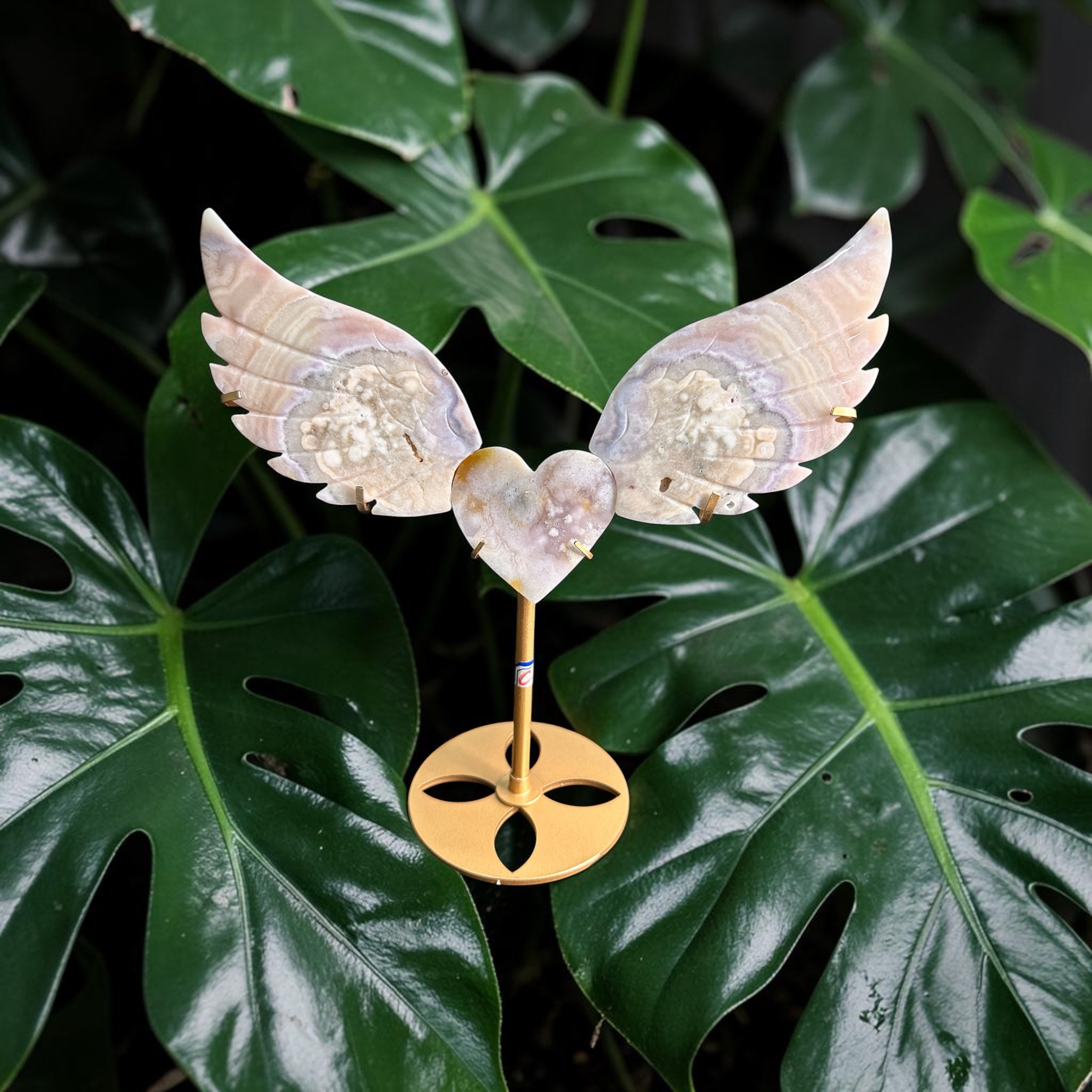 Pink Amethyst Wings With Heart