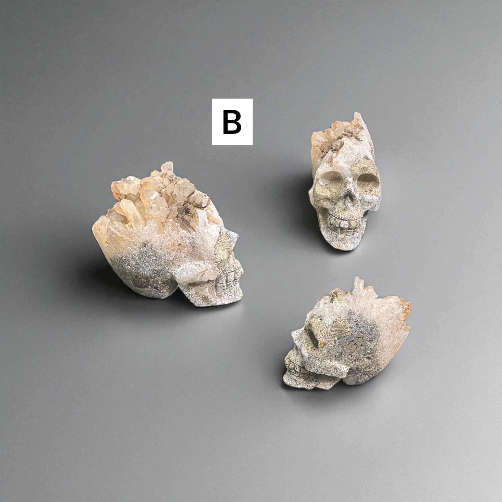 Quartz Cluster Skull with Pyrite 
