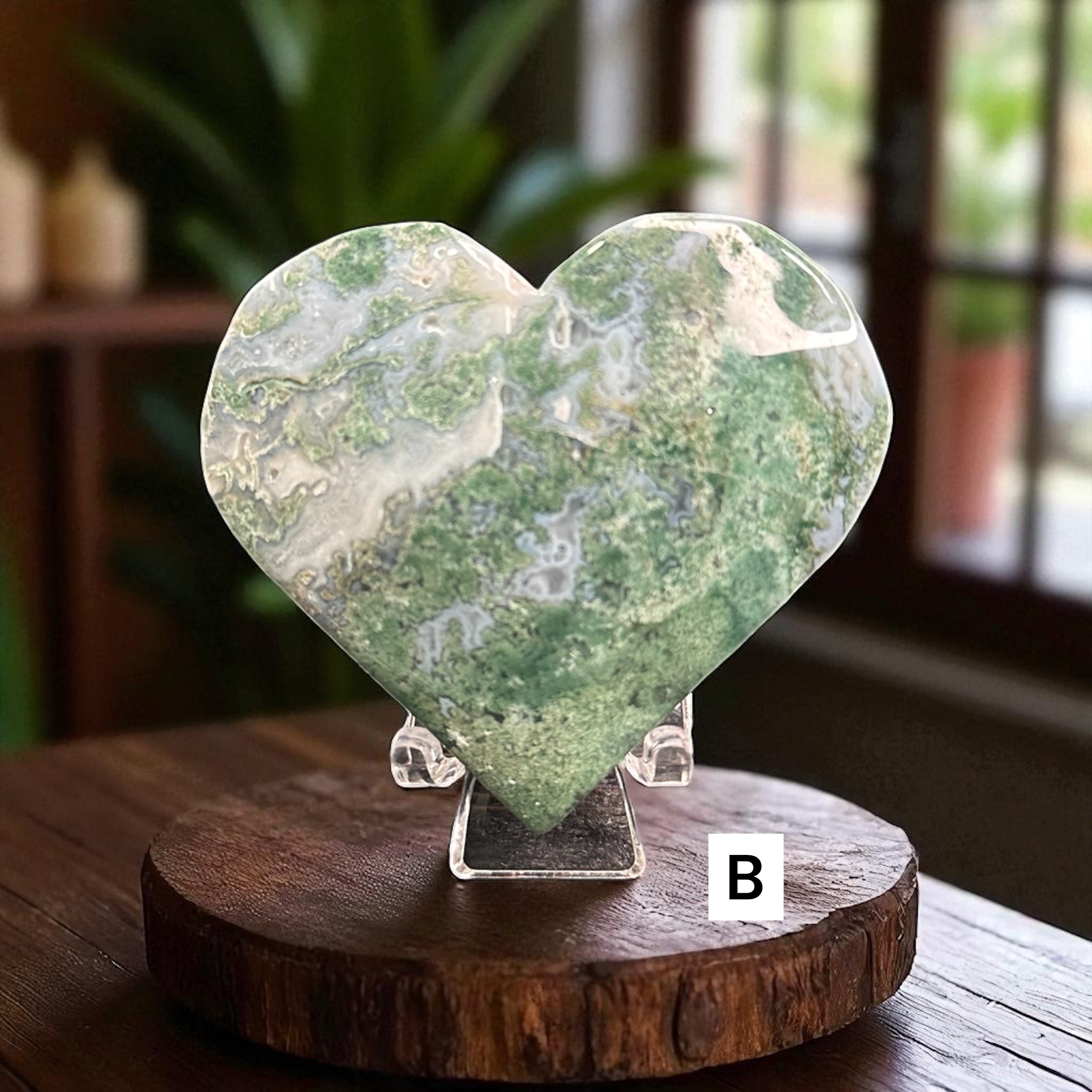 Moss Agate Hearts 