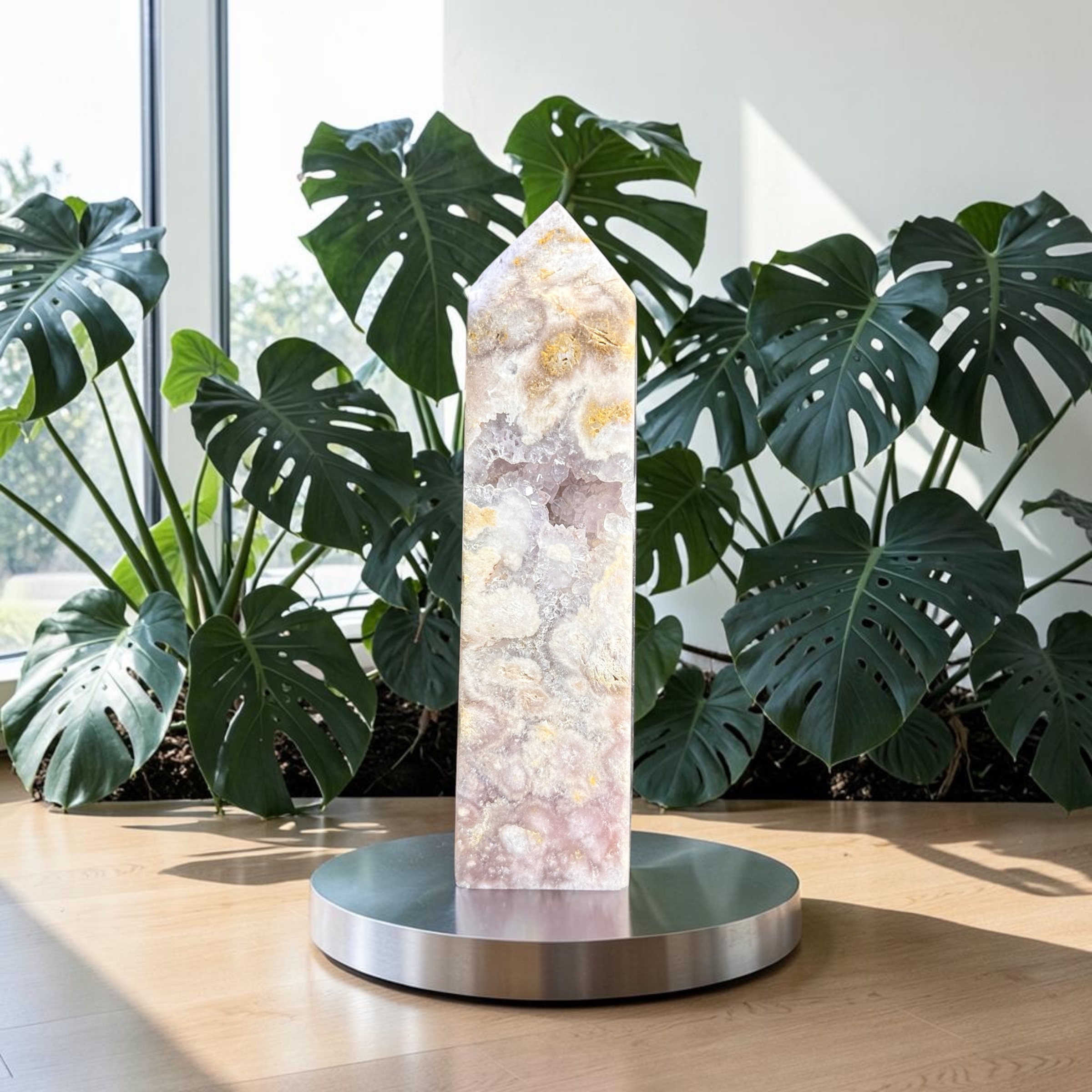 Pink Amethyst Flower Agate Tower 