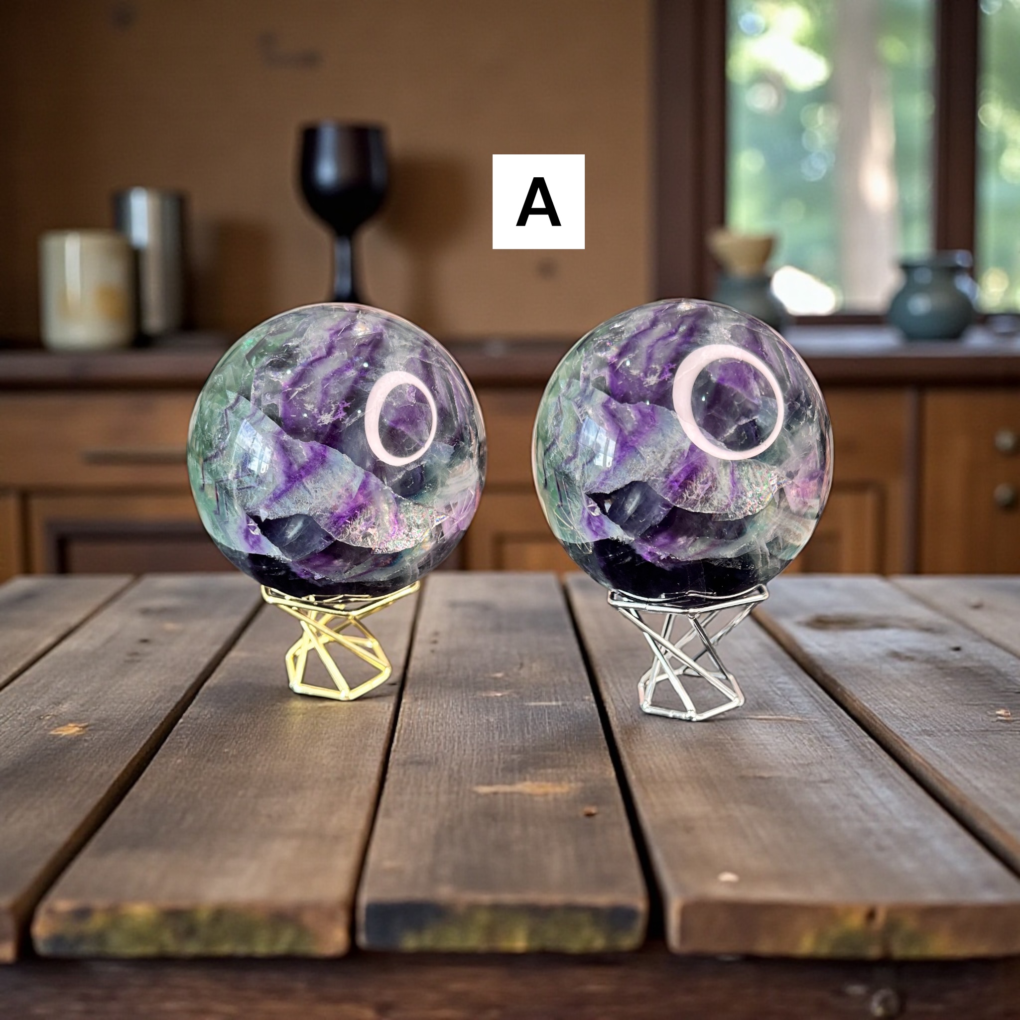 Rainbow Fluorite Spheres 