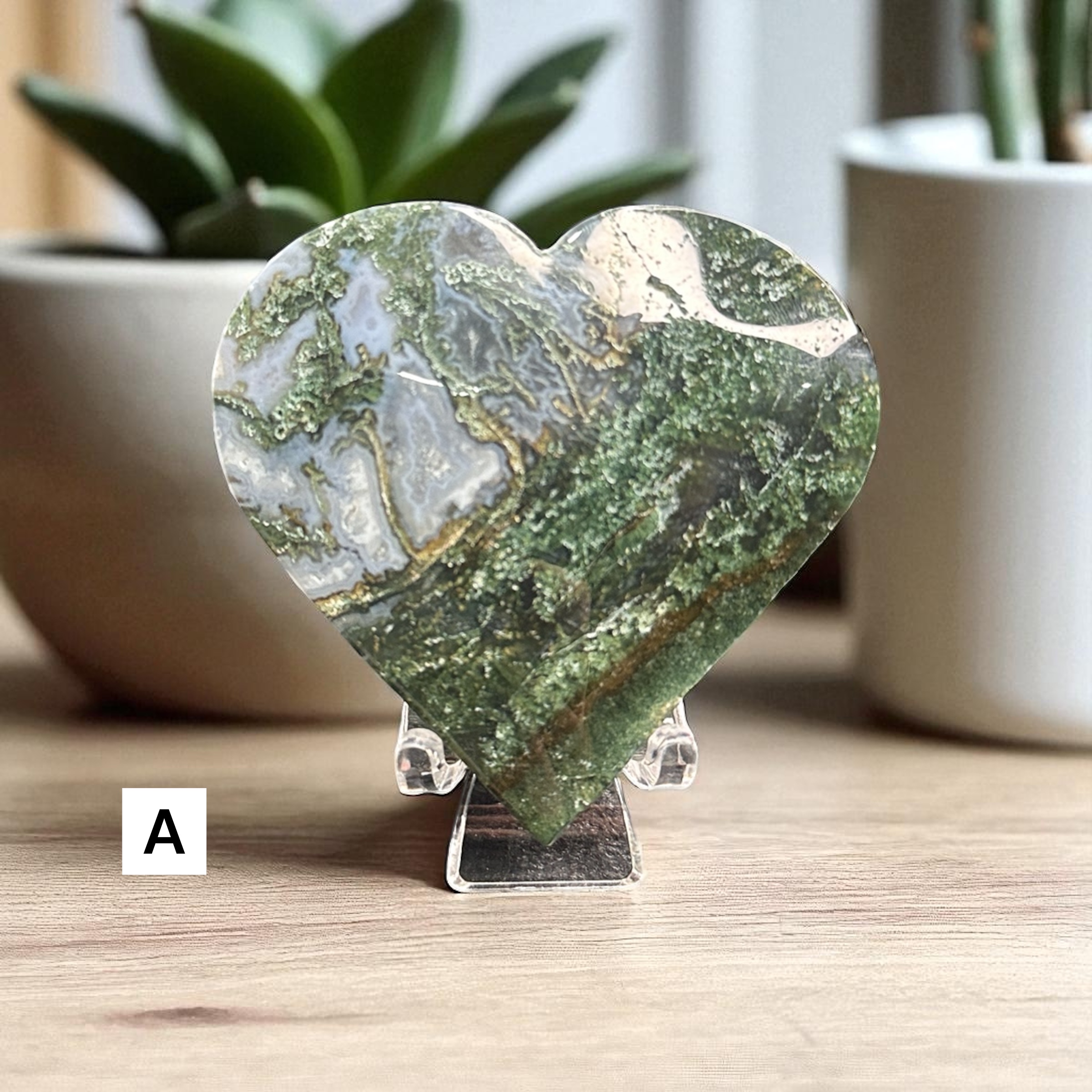 Moss Agate Hearts 