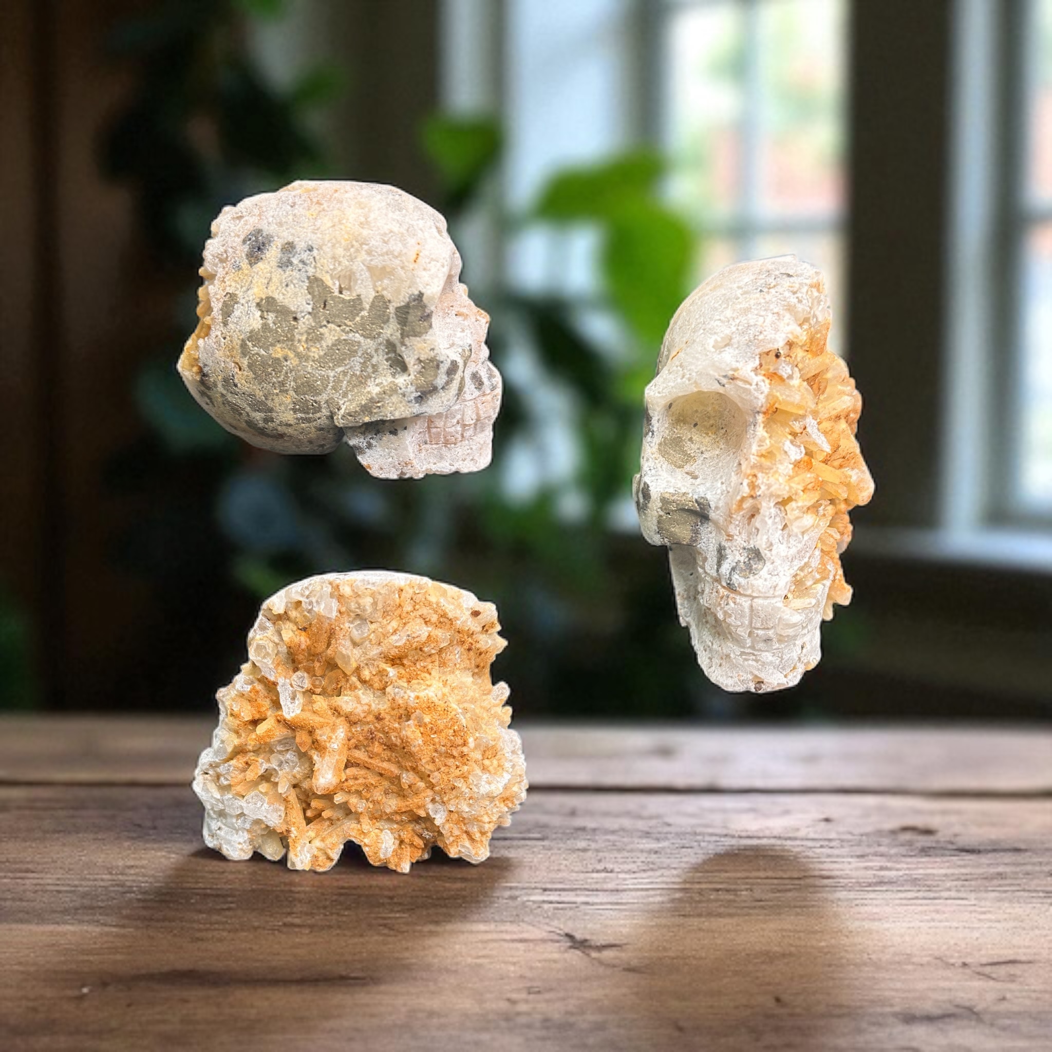 Quartz Cluster Skull with Pyrite 