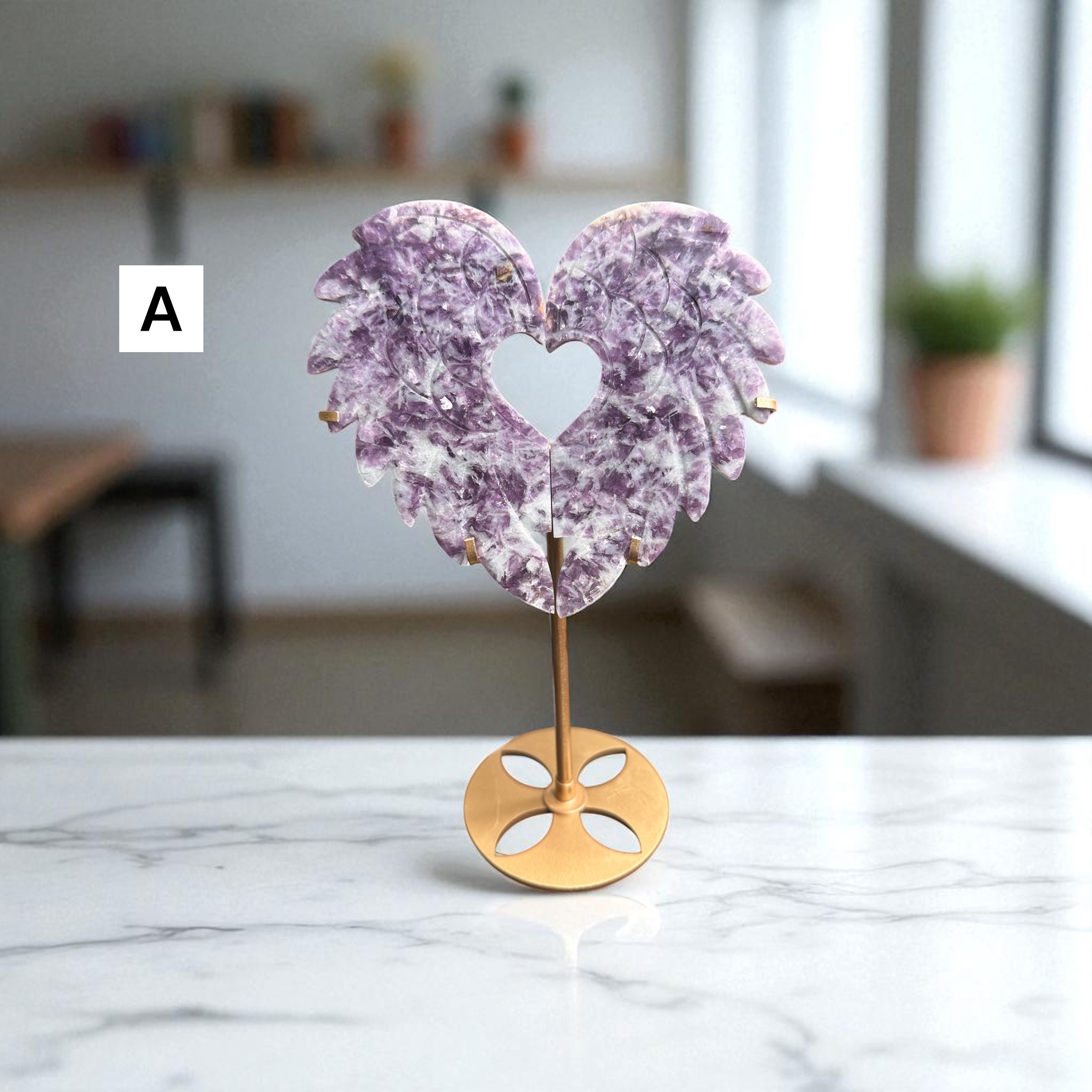 Lepidolite Heart/Wings 