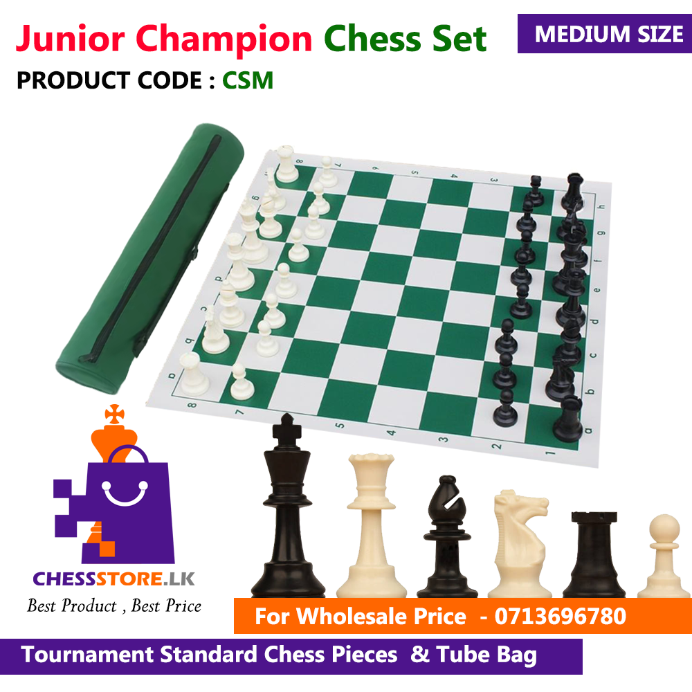 Medium Size Junior Champion Chess Sets in Sri Lanka | Rolled Chess Set and Board | Chess Bag Included