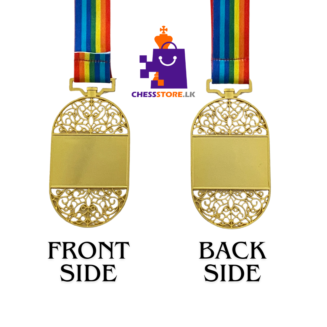 Gold Medal with Rainbow Ribbon – Premium Award Medal for Chess Tournaments, School Sports & Competitions in Sri Lanka