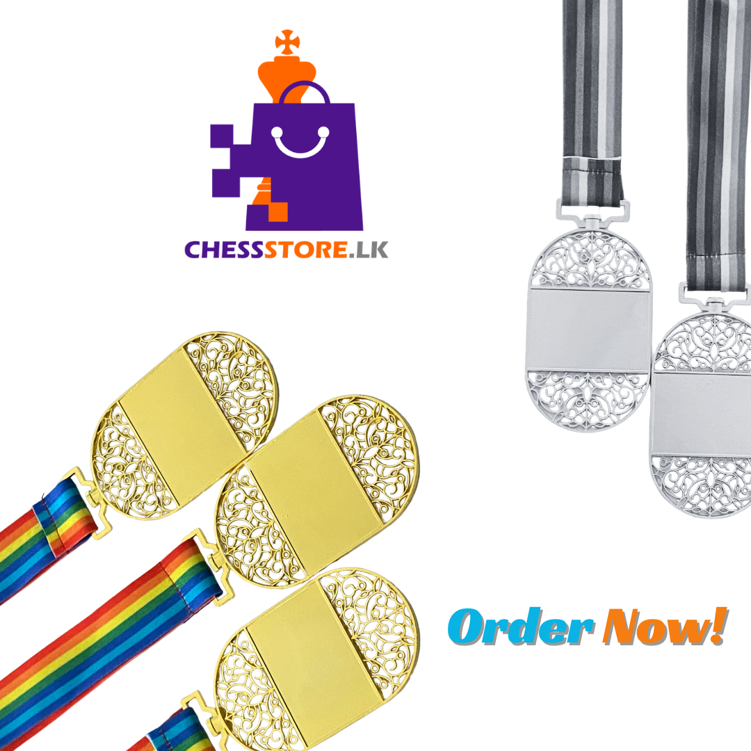 Gold Medal with Rainbow Ribbon – Premium Award Medal for Chess Tournaments, School Sports & Competitions in Sri Lanka