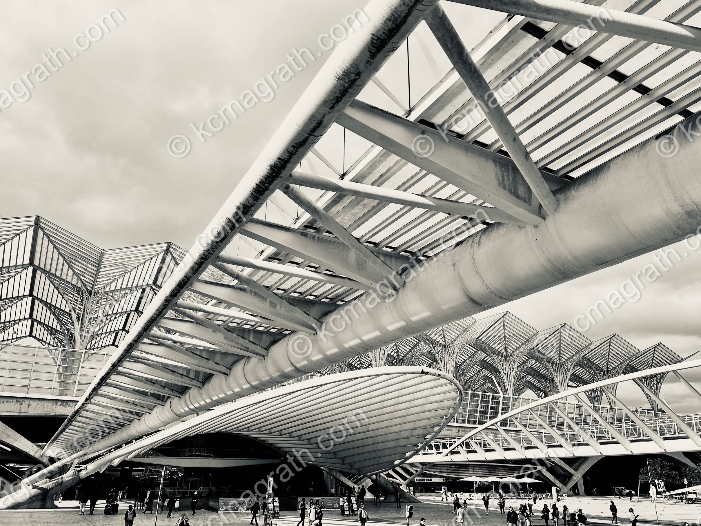 Lisbon's Centro Vasco da Gama Mall with Glass Ceiling, B&W, Portugal