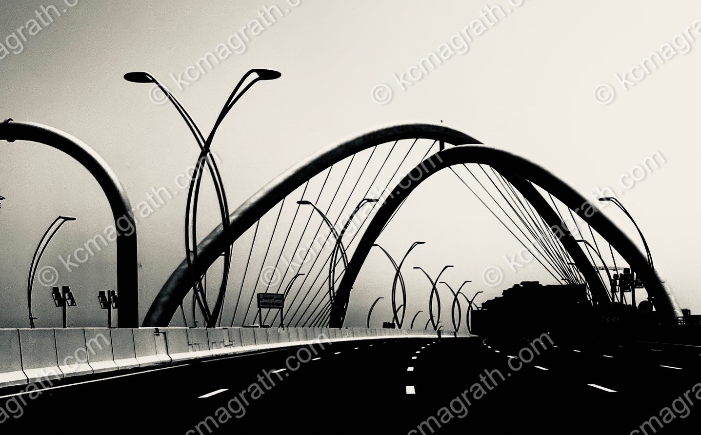 Symphony in Steel, B&W, Dubai's Infinity Bridge, UAE