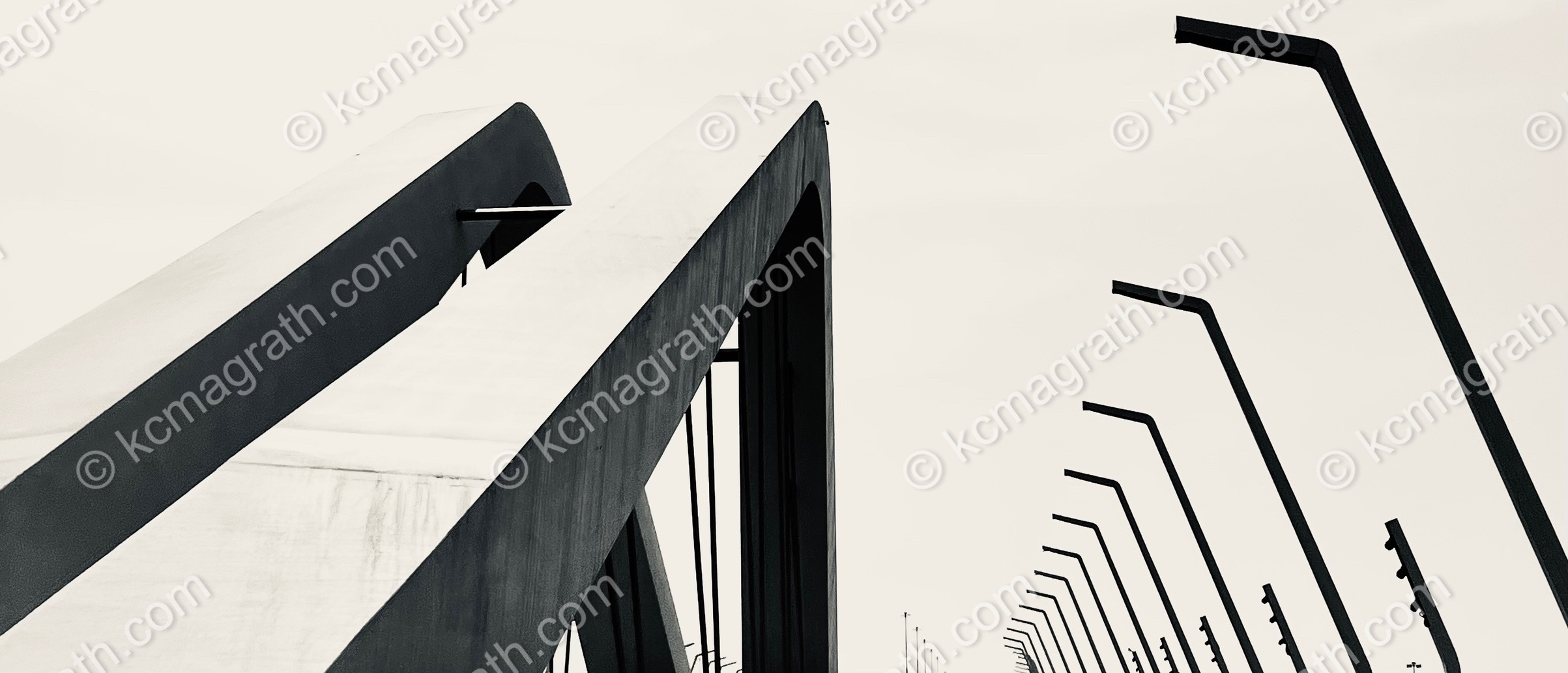 Abu Dhabi's Sheikh Zayed Bridge & Streetlights, B&W, UAE