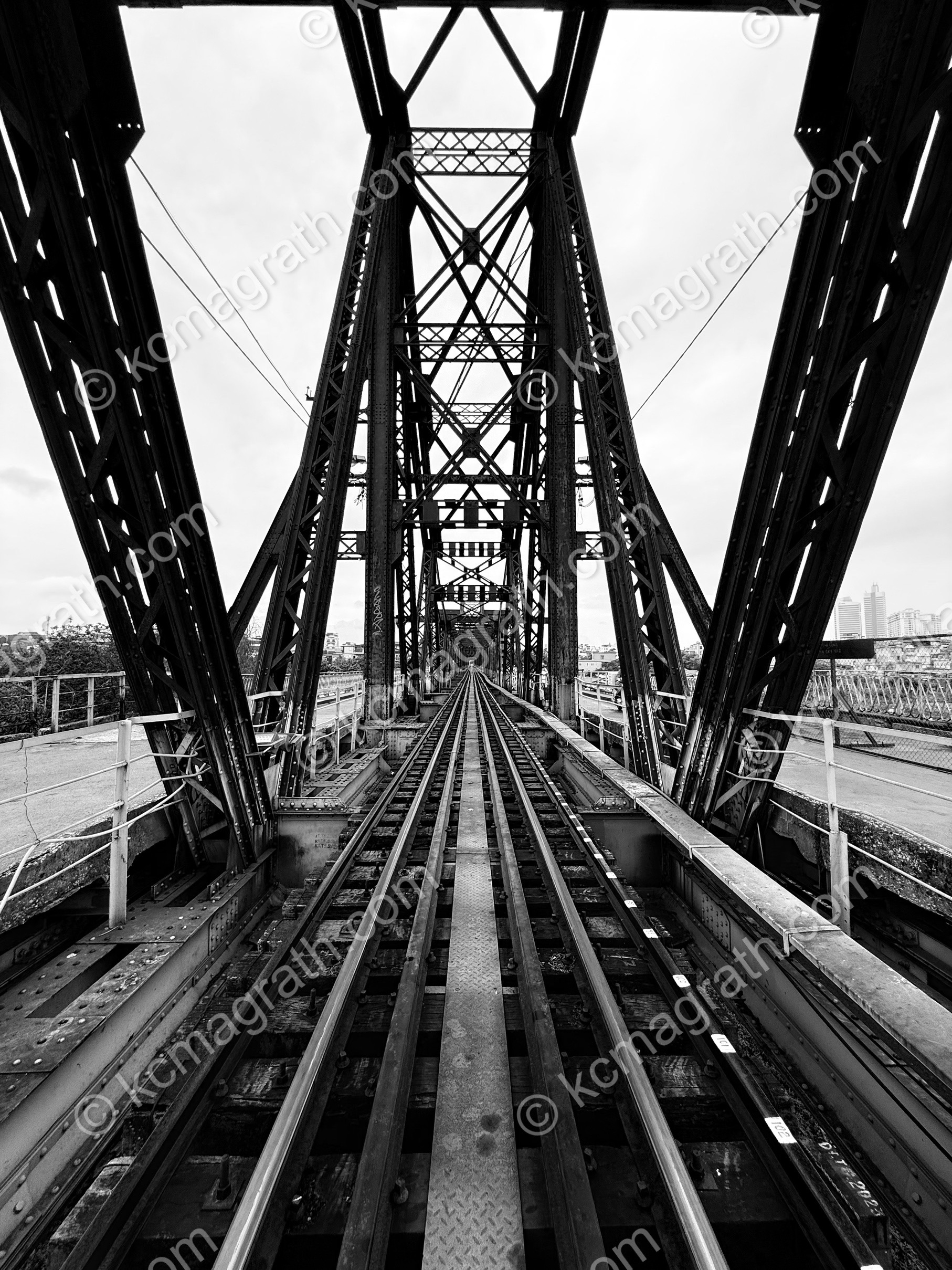 Ha Noi's Long Bien Railroad Bridge, B&W, Vietnam