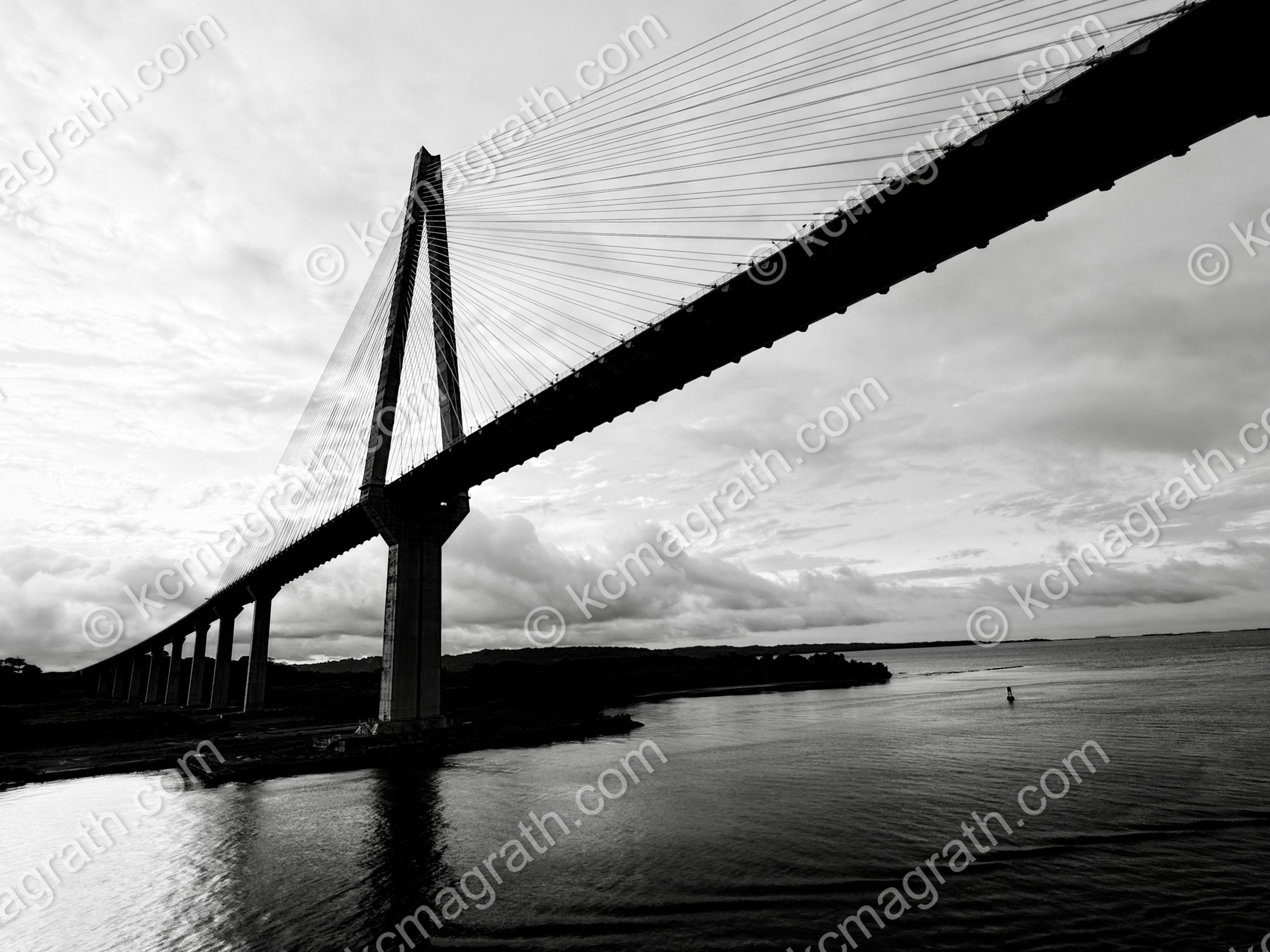 Panama Canal's Atlantic Bridge 2, Photographed from Cruise Ship, B&W, Panama