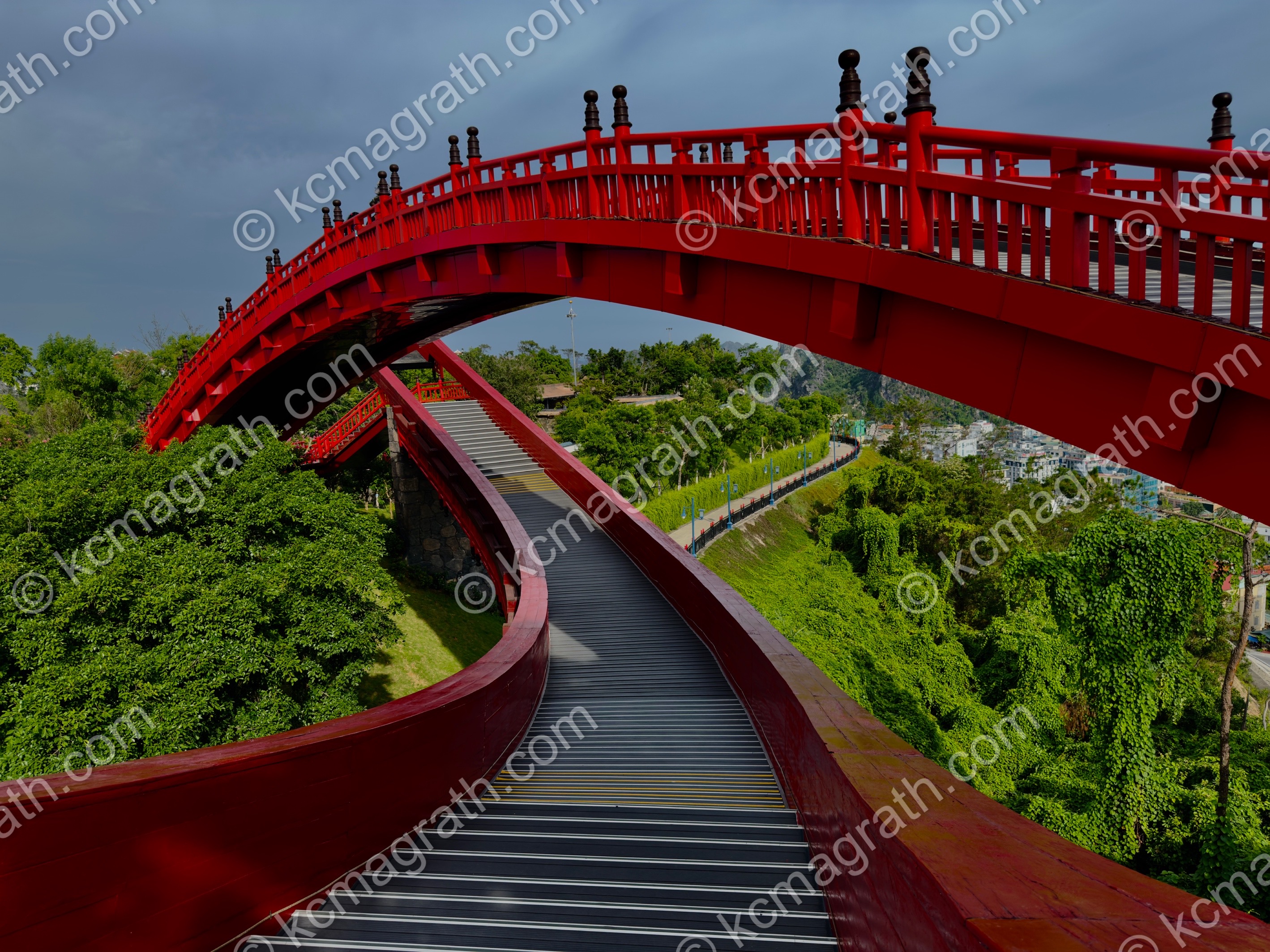 Ha Long Bay's Mystic Hill Red Foot Bridge, Vietnam