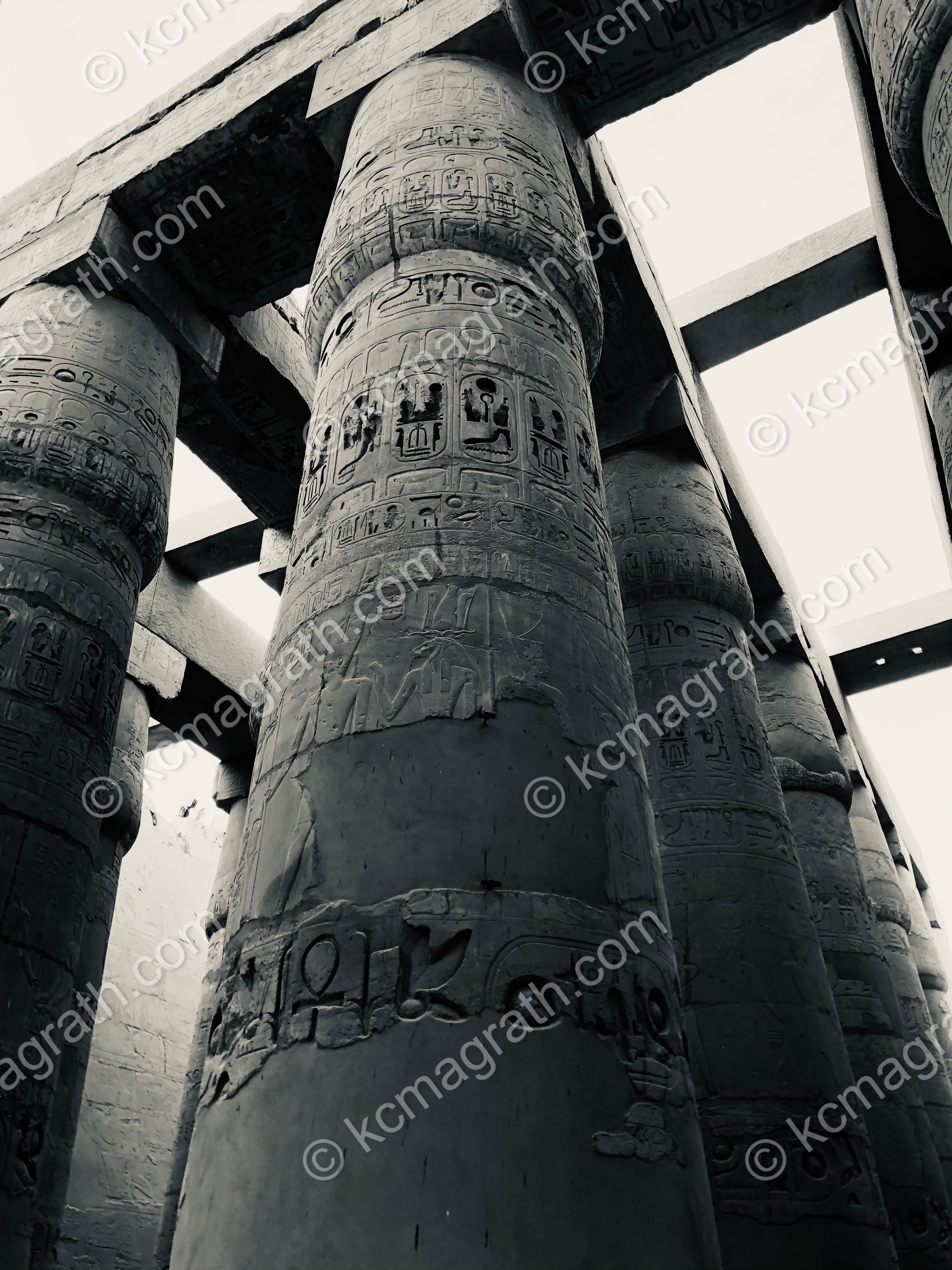 Luxor's Ancient Egyptian Karnak Temple 1, B&W, Egypt
