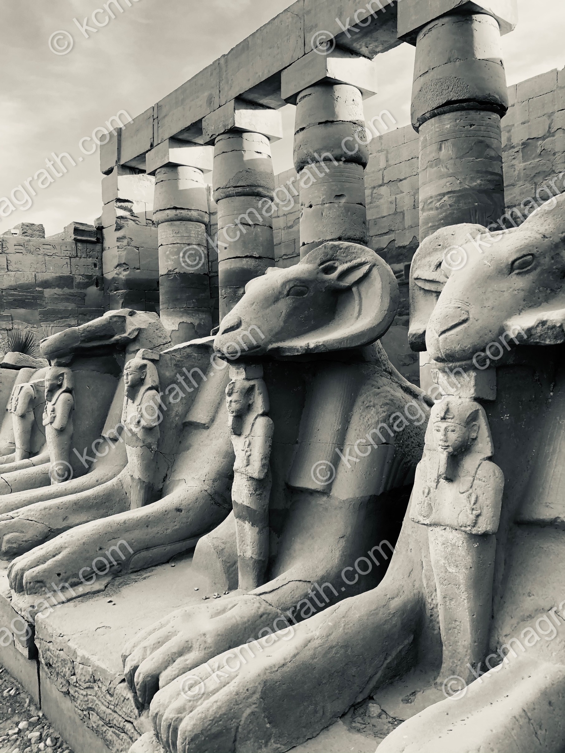 Luxor's Ancient Egyptian Karnak Temple 2, B&W, Egypt