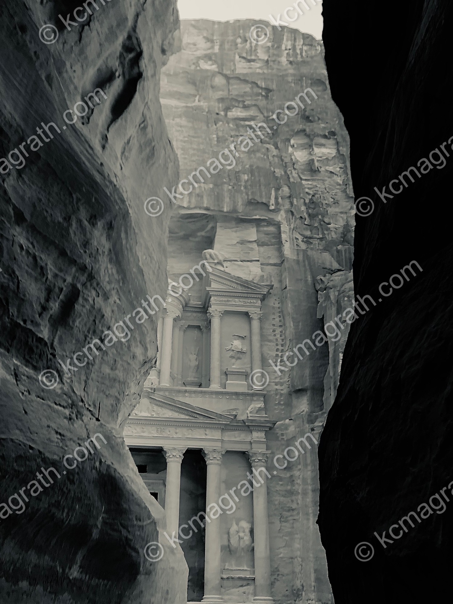 Petra's Ancient City and Archaeological Site 2, B&W, Jordan