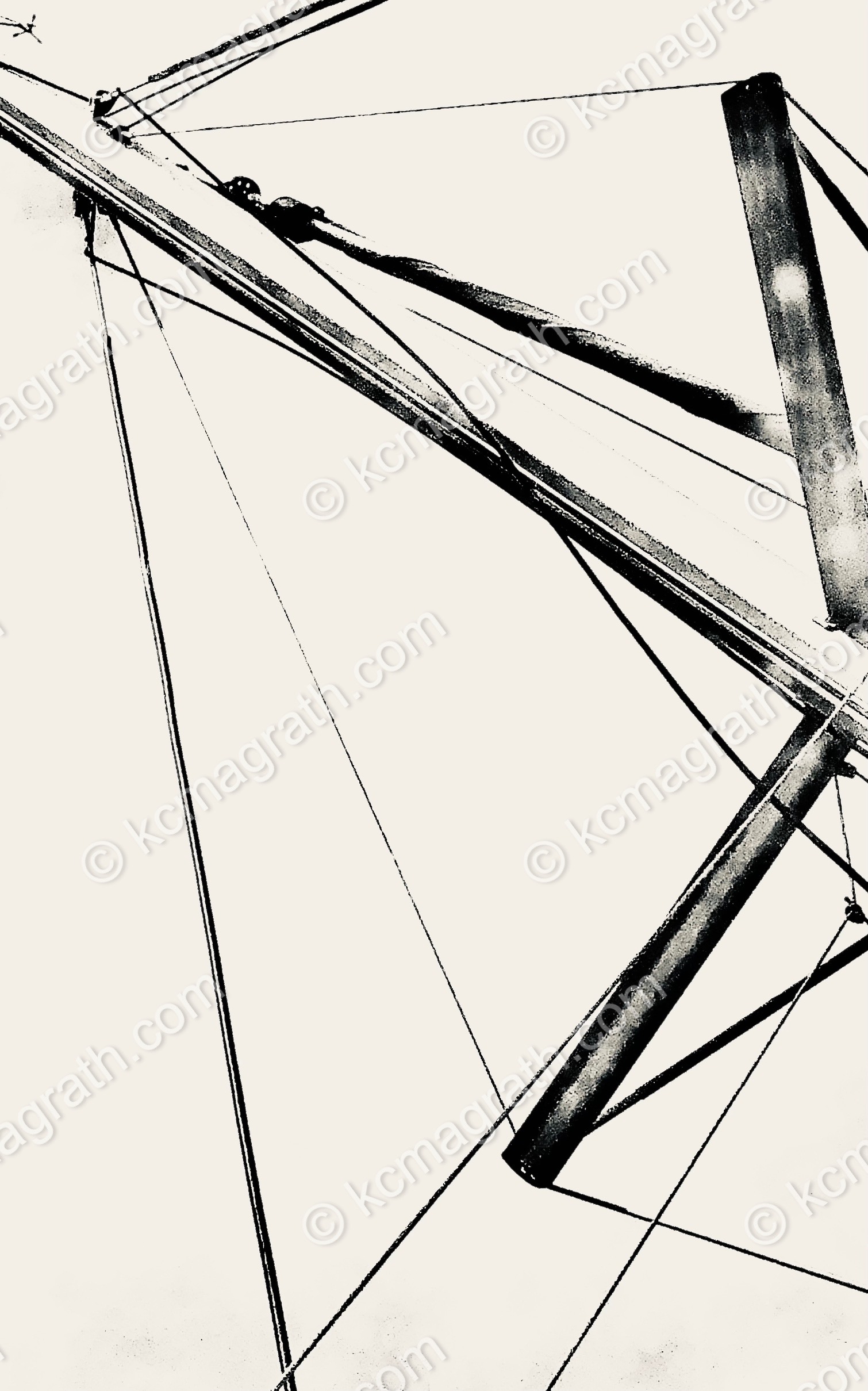 S/V Desert Rose's Sailboat Rigging, Abstract, B&W, Spain