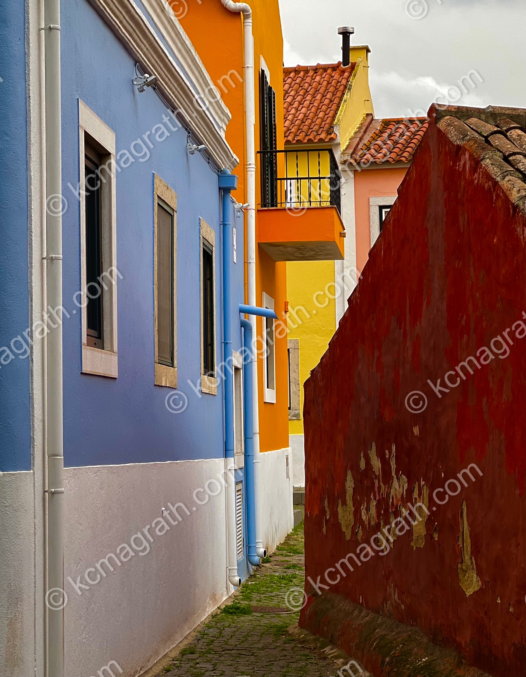 Colorful Queluz Neighborhood of Tightly Packed Homes, Portugal