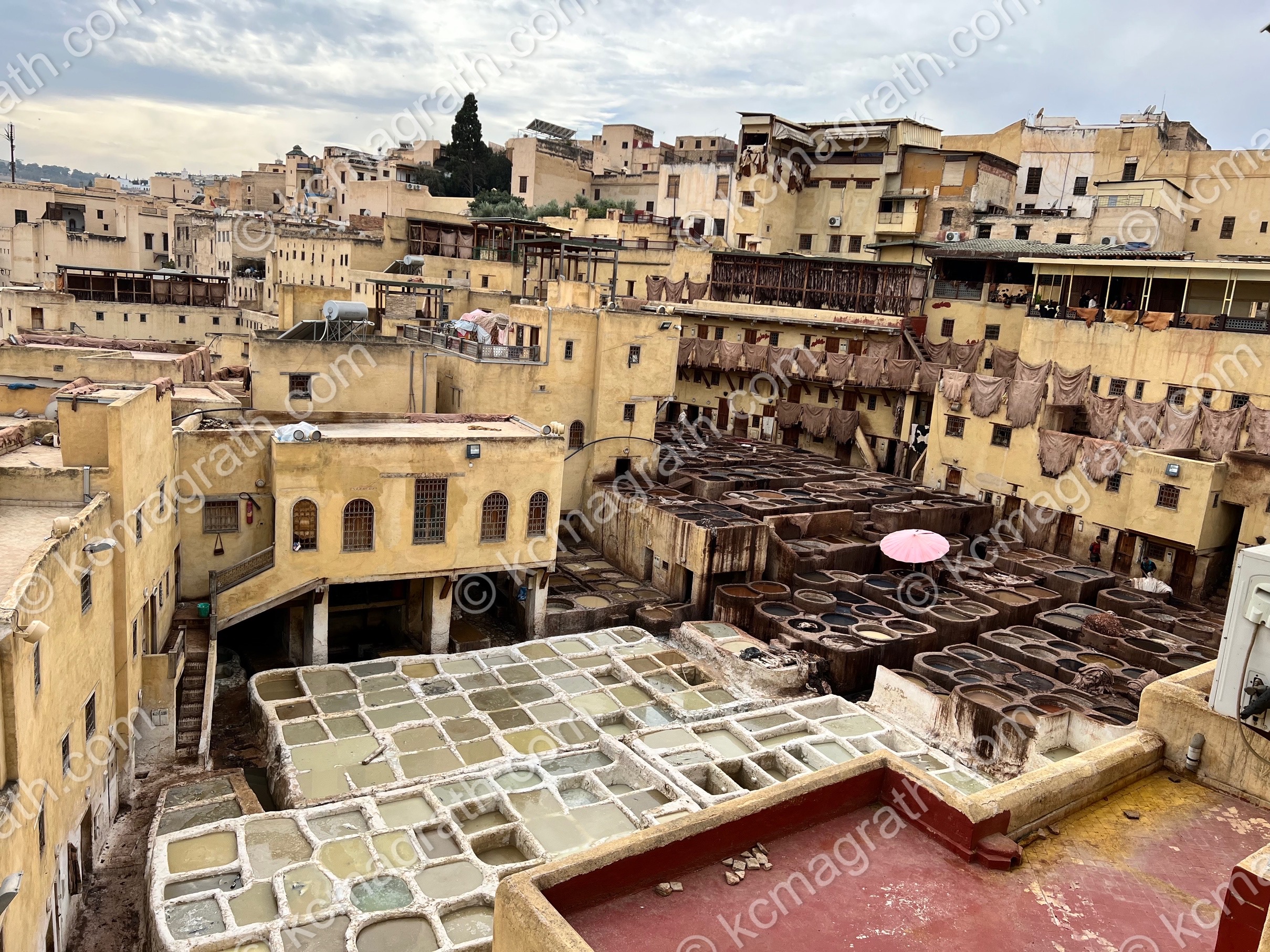 Overlooking Fes' Chouara Tannery & City Scape, Morocco