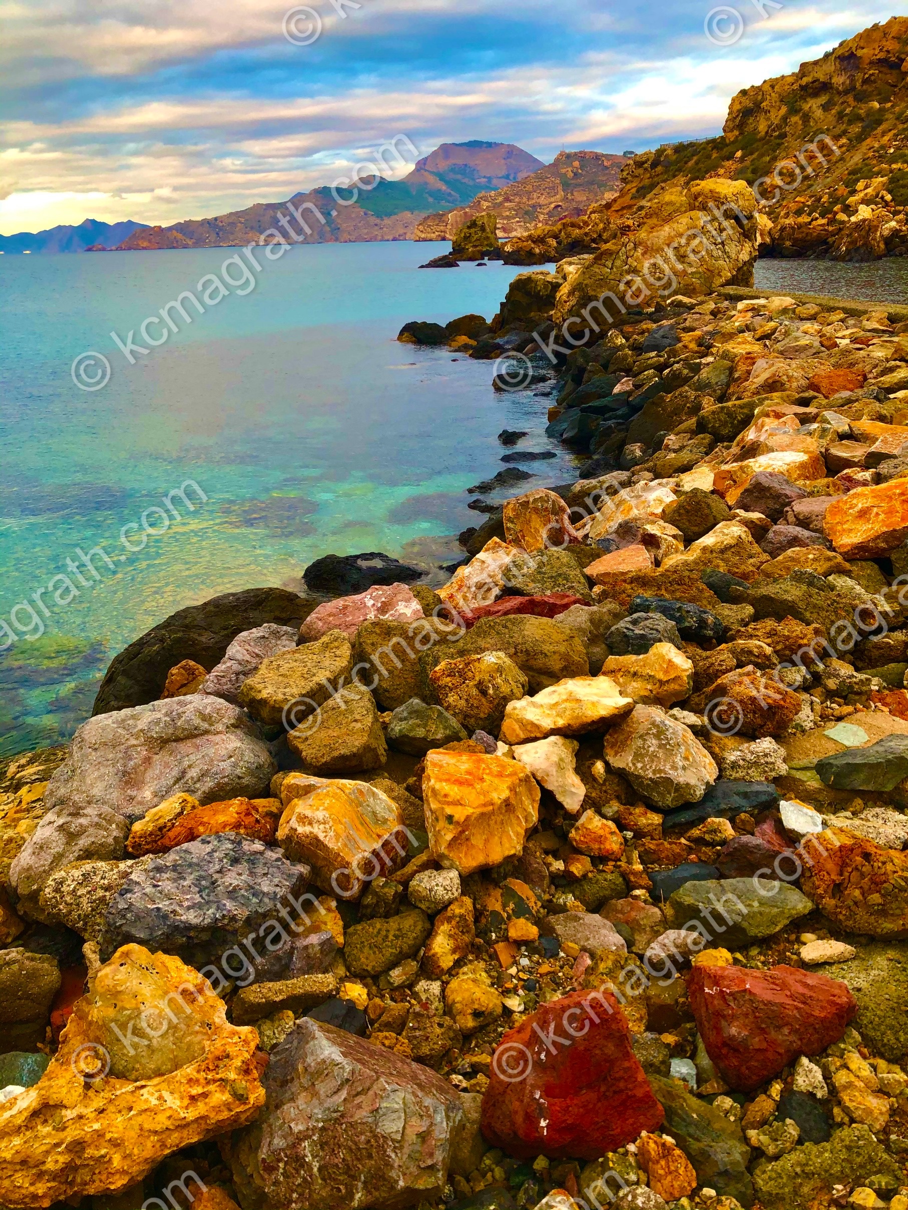 Cala Cortina Colorful Rocky Beach, Cartagena, Spain