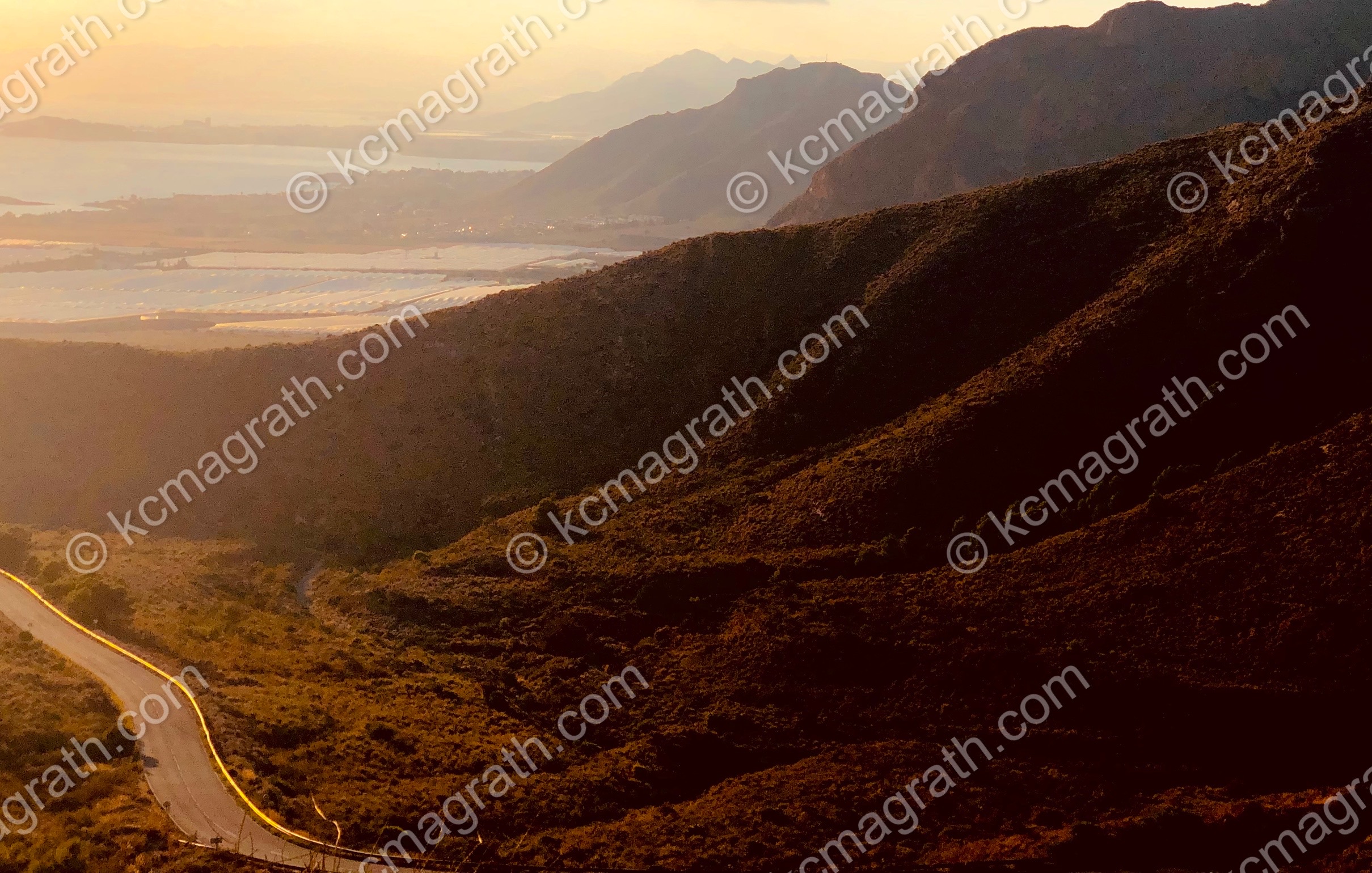 Cartagena's Mirador Cuestas del Cedacero, Rocky Mountain Road in Beautiful Golden Sunlight, Spain