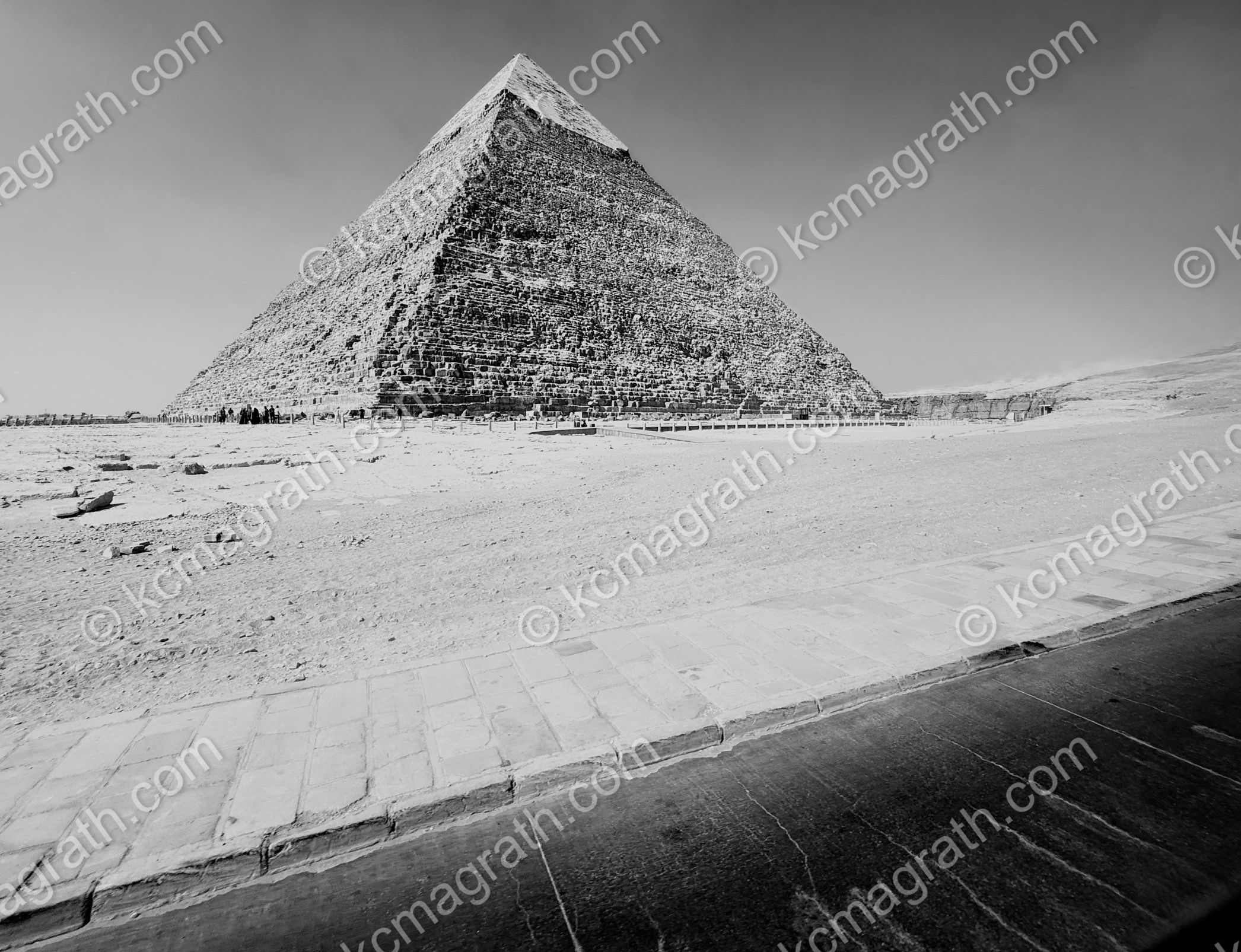 Giza's Pyramid of Khafre 2, Still Retaining the Limestone Cap, B&W, Egypt
