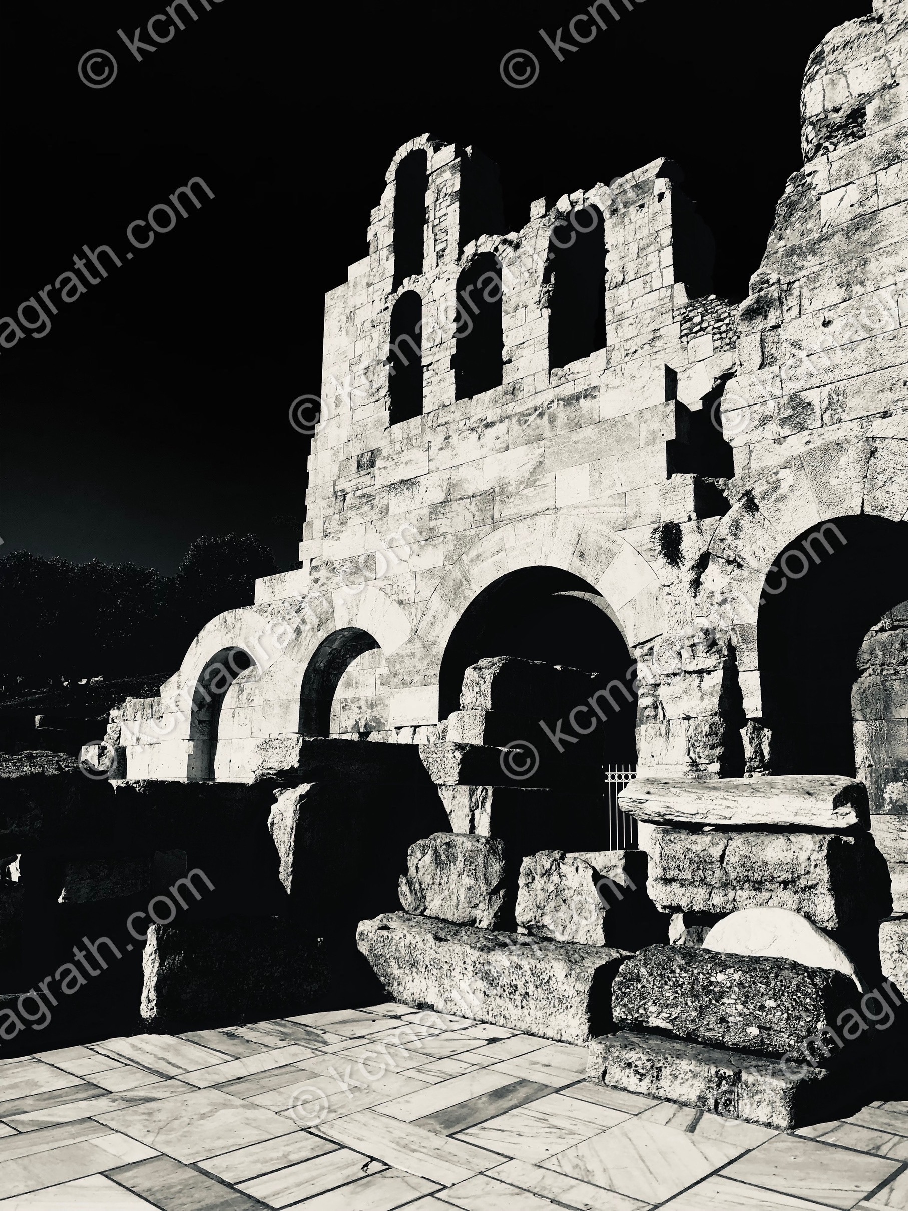 Athens's Ancient Acropolis, B&W, Greece