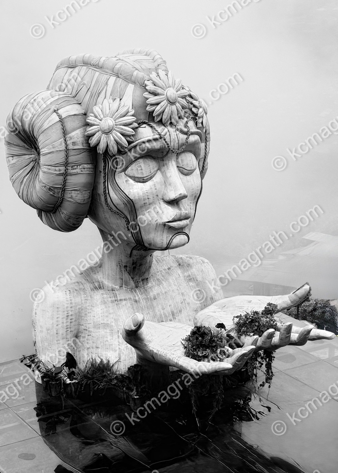 Sa Pa's Cau May Statue in Fog 2, Vietnam