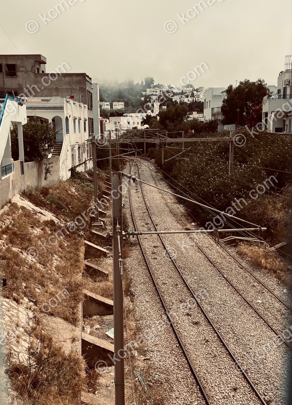 Carthage Area Railroad Neighborhood Famous for White Buildings with Blue Trim, Tunisia