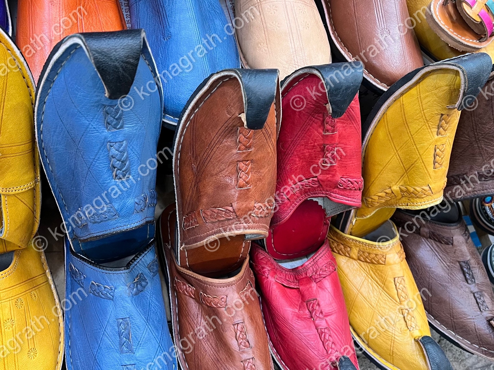 Marrakesh's Old Souk With Colorful Traditional Babouches (Leather Slippers), Morocco