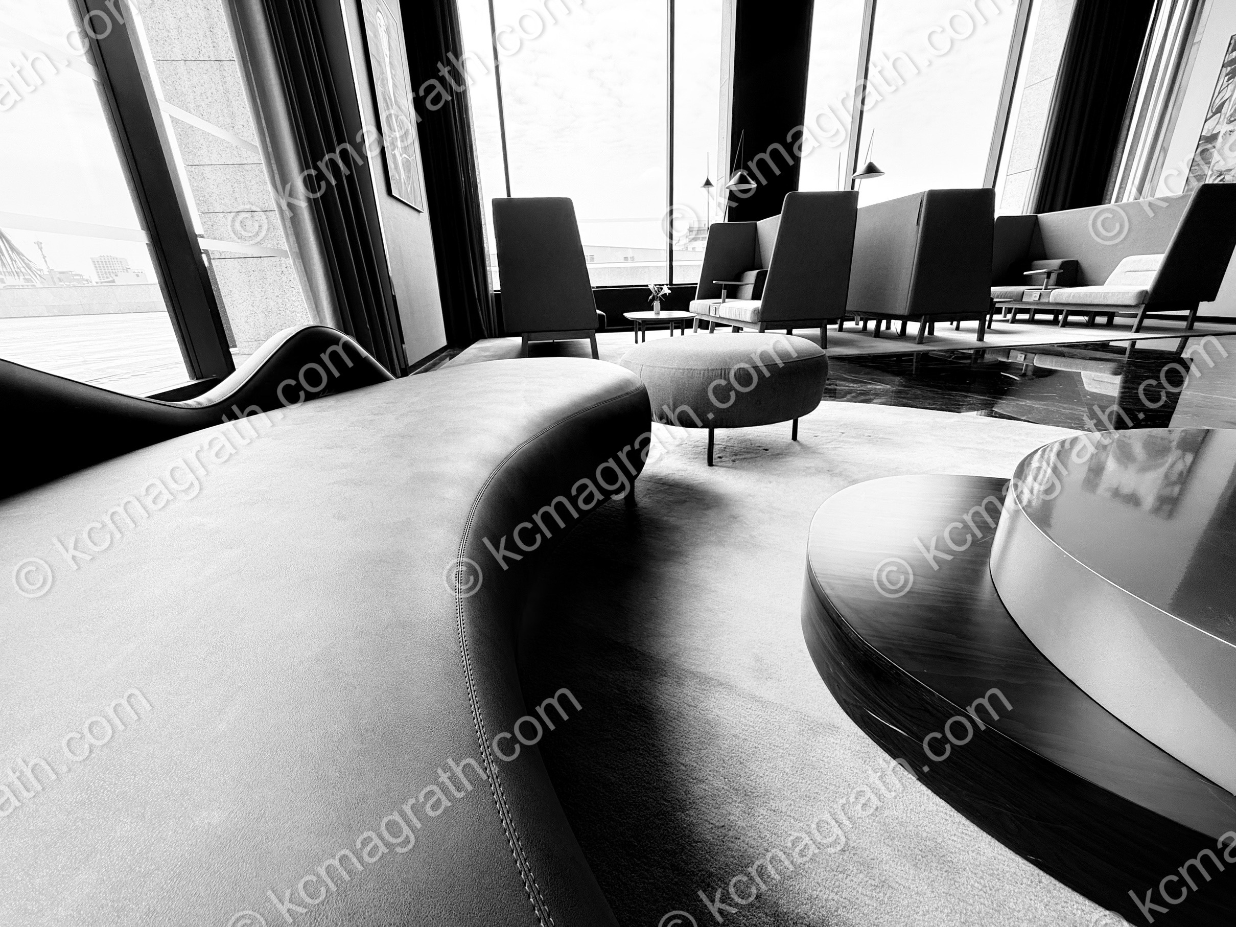 Vinh Yen's Crowne Plaza City Center Hotel Lobby in Red River Delta, B&W, Vietnam