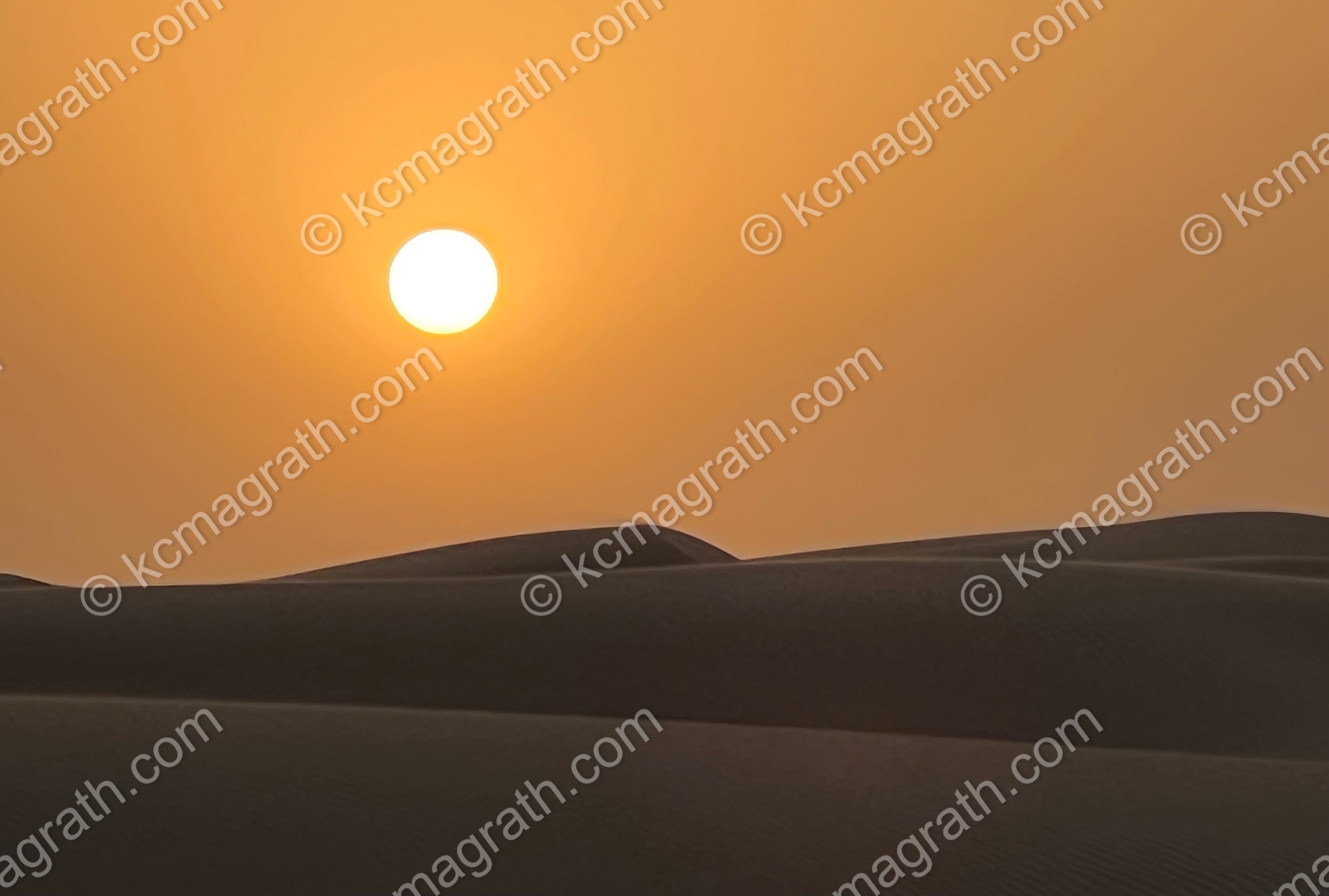 Dubai's Desert Sand Dune Silhouettes at Sunset, UAE