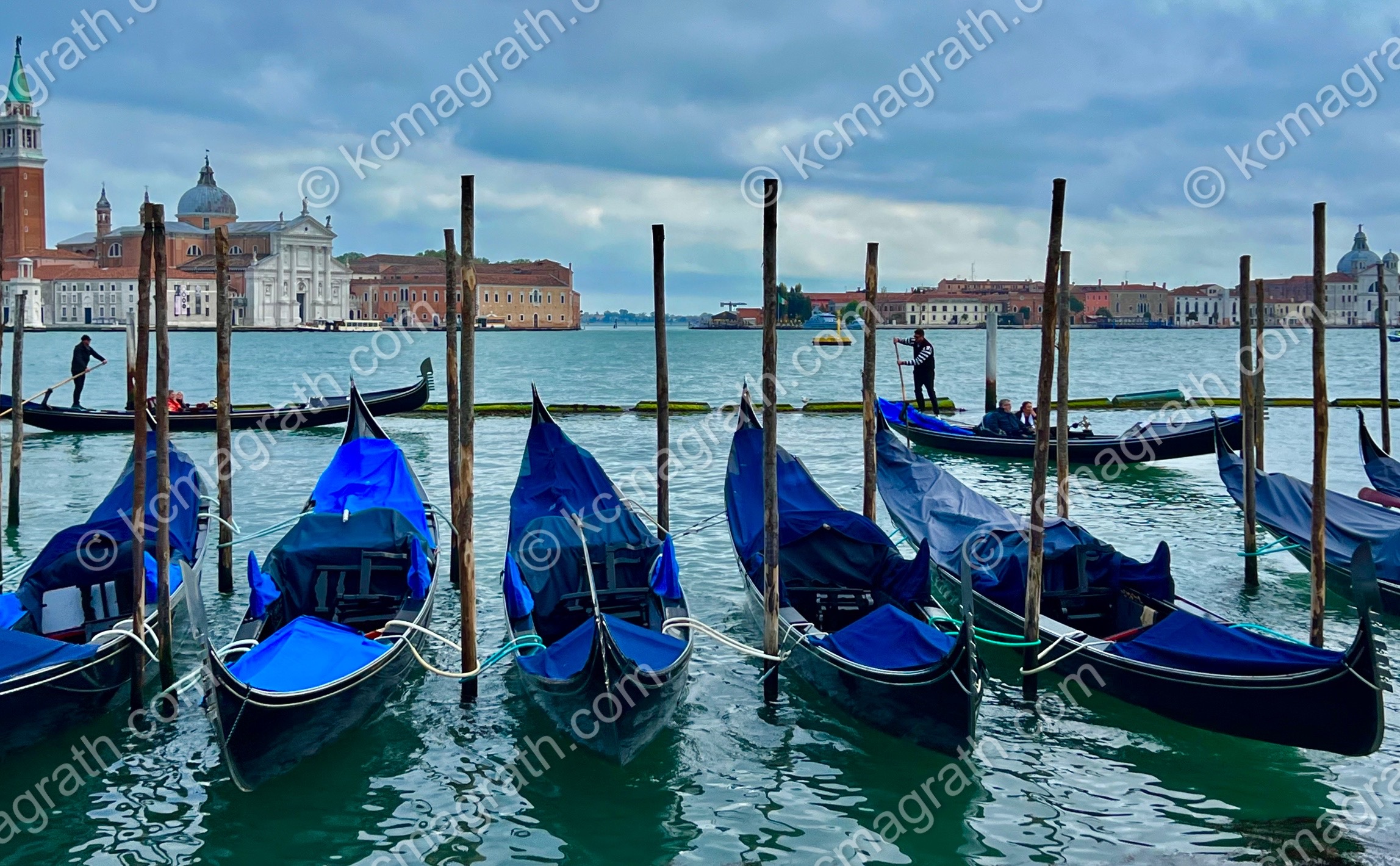Venice's Iconic Blue Gondolas, Italy