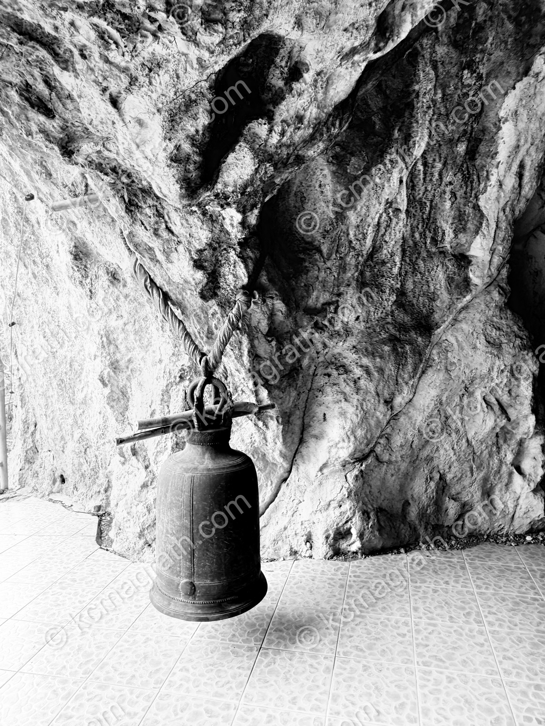 Sam Roi Yot's Rai Mai Temple Cave Bell, B&W, Thailand