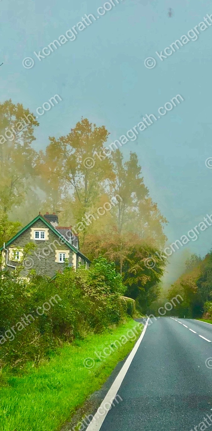 Coutryside Roadside Home in Both Fog and Brilliant Sunlight, UK