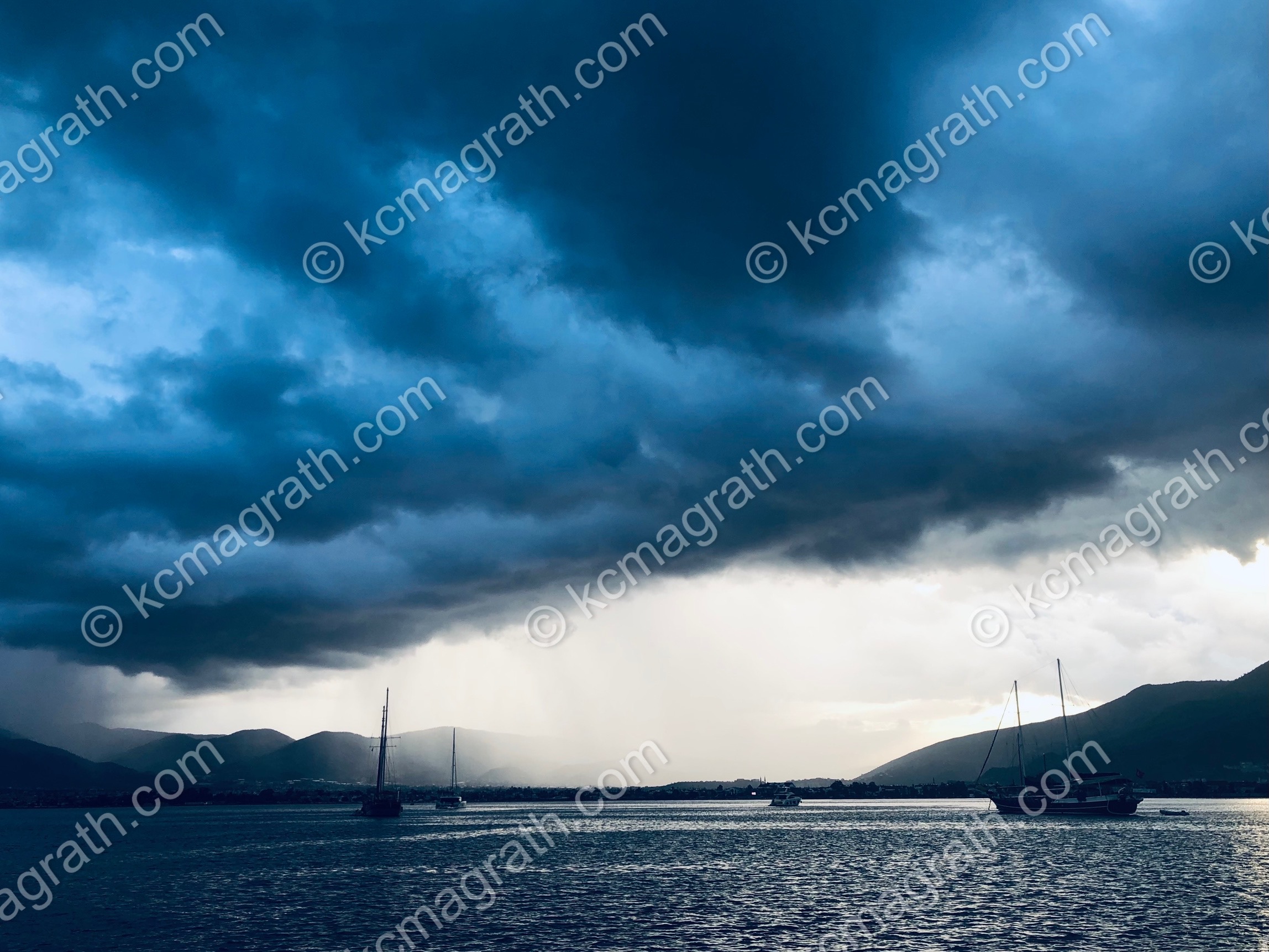 Fethiye Korfezi, Boats Weathering a Squall 2, Turkiye
