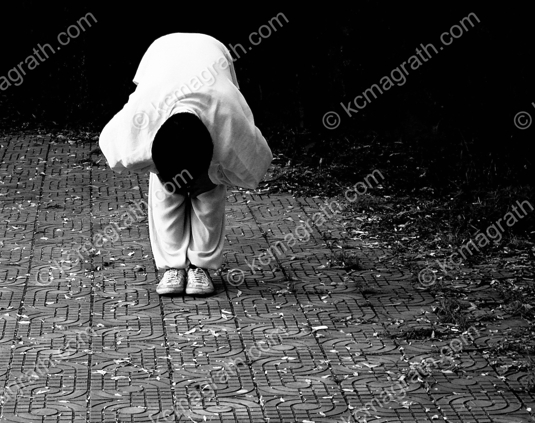 Martial Artist in Park, B&W, China, 2007