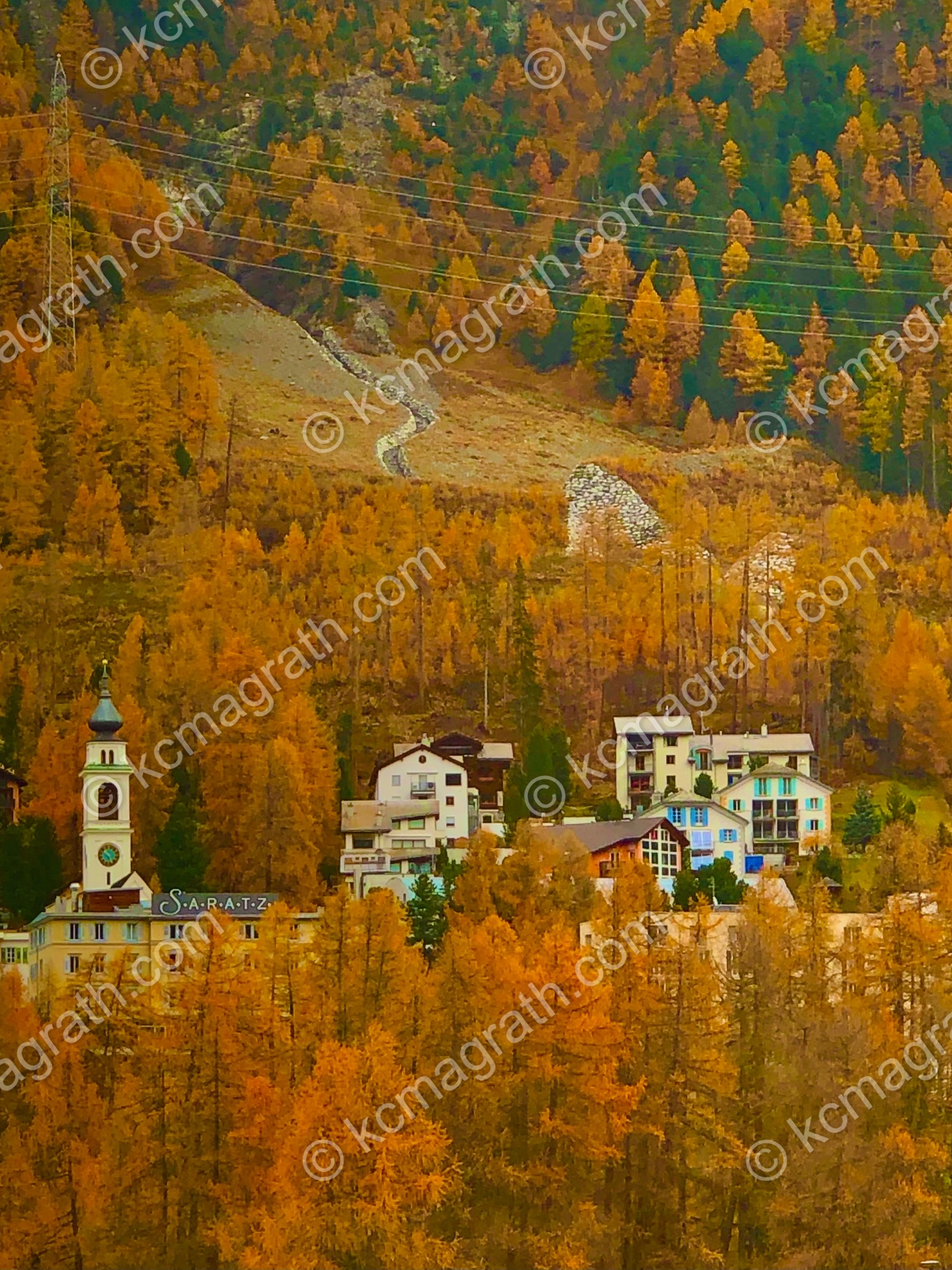 Pontresina's Swiss Alps Village in Fall, Switzerland