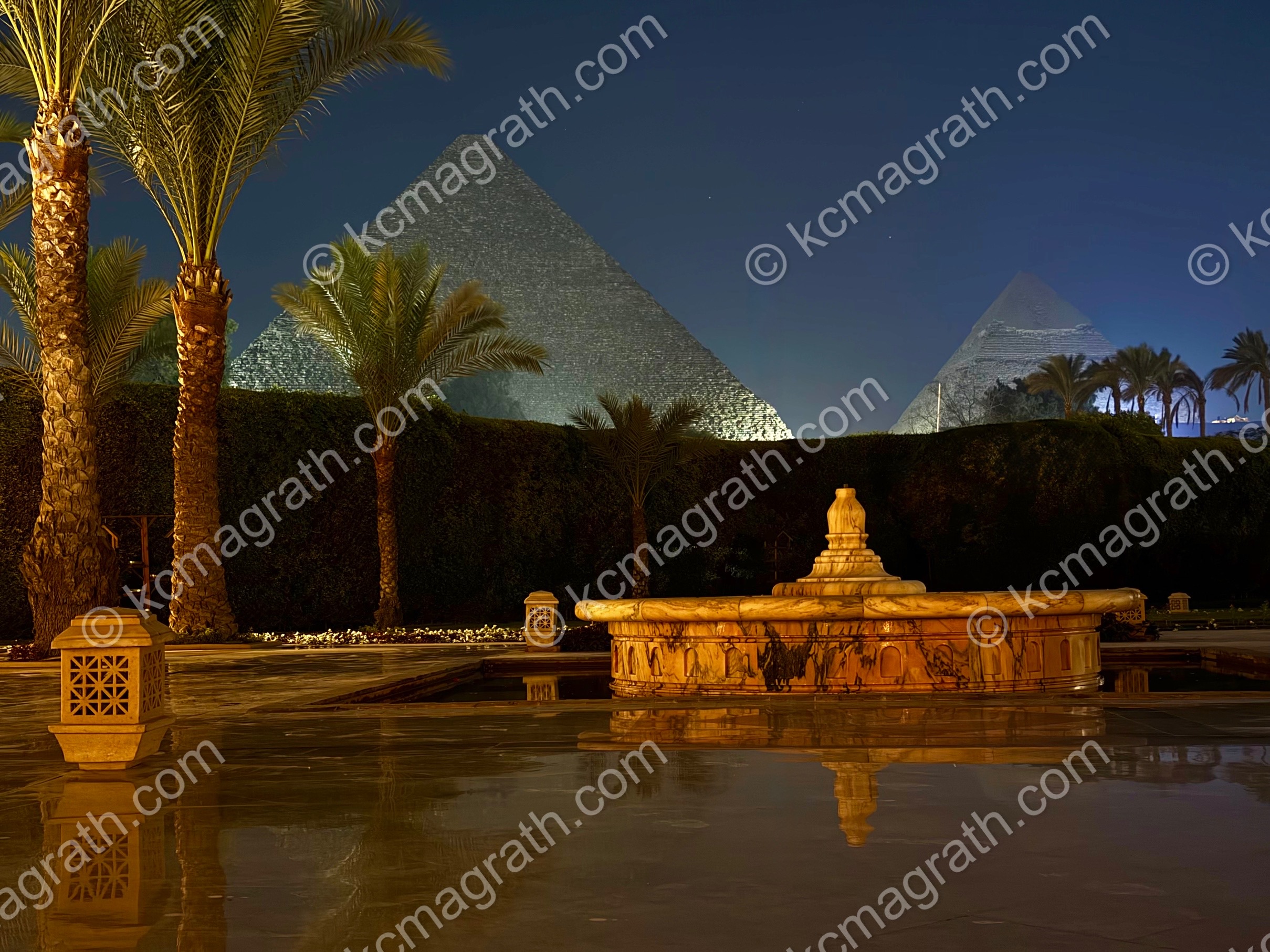 Giza's Great Pyramids, Pre-Dawn, as Seen From Marriott Mena House Cairo 1, Egypt