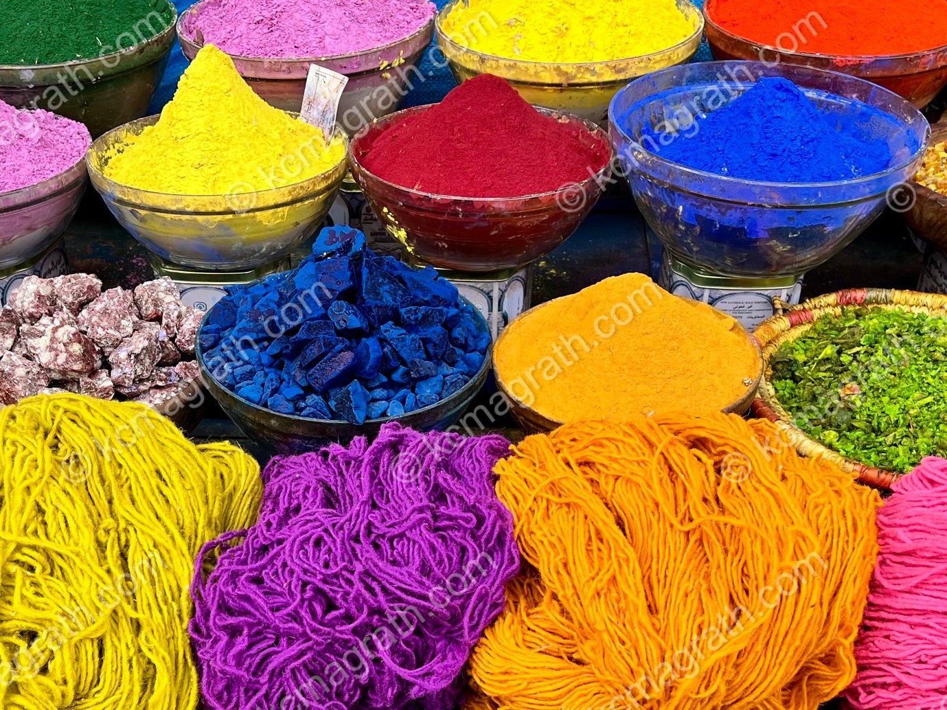 Marrakesh's Old Souk / Medina With Colorful Yarns and Pigments, Morocco