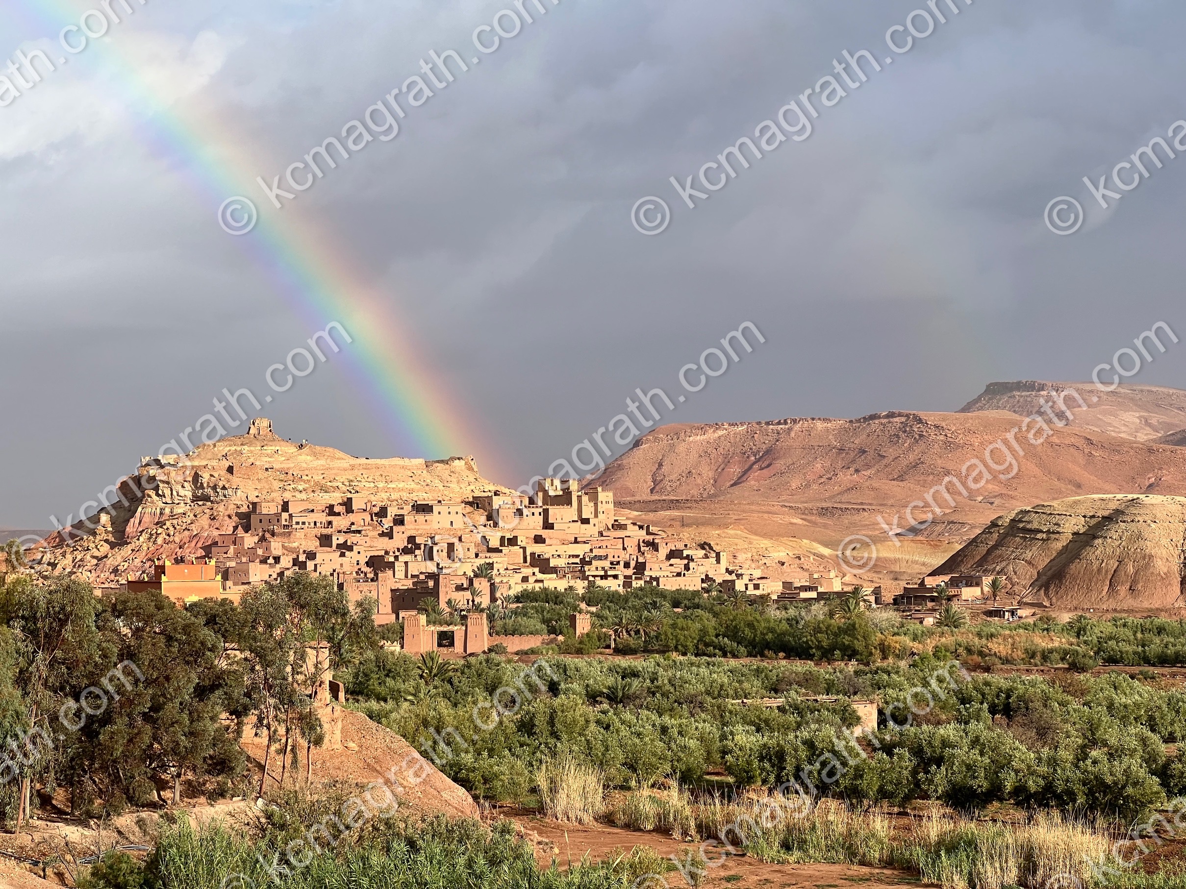 Ait Benhaddou's Historic Ksar With Rainbow, Morocco