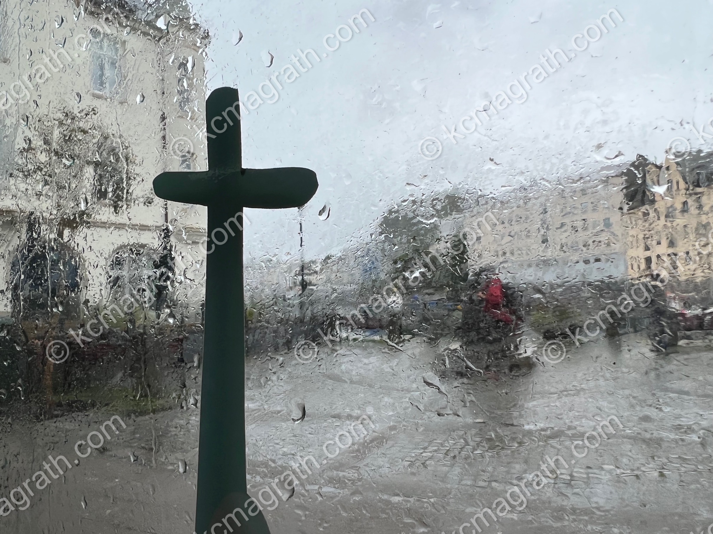Religious Cross on Drizzly Day, Alesund, Norway