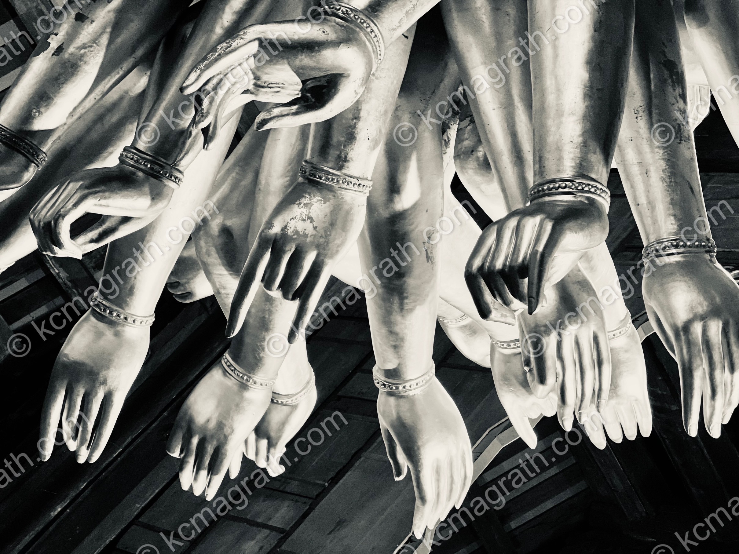 Ninh Binh's Bai Dinh Spiritual Complex, Hands, B&W, Vietnam