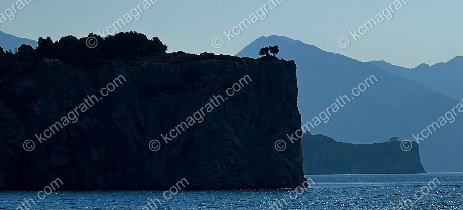 Marmaris's Cliff Silhouette's in Fog, Turkiye