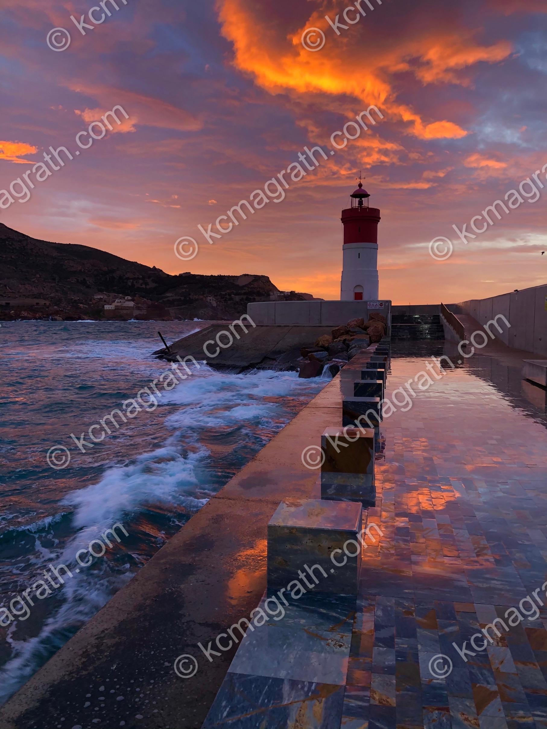 Cartagena's Faro De Navidad Red Lighthouse at Sunrise 1, Spain