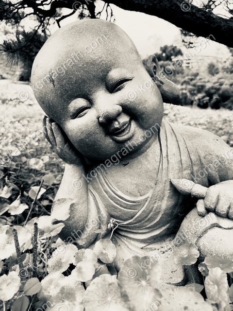 Sa Pa's O Quy Ho Baby Monk Statue 1 Paintbrush, B&W, Vietnam