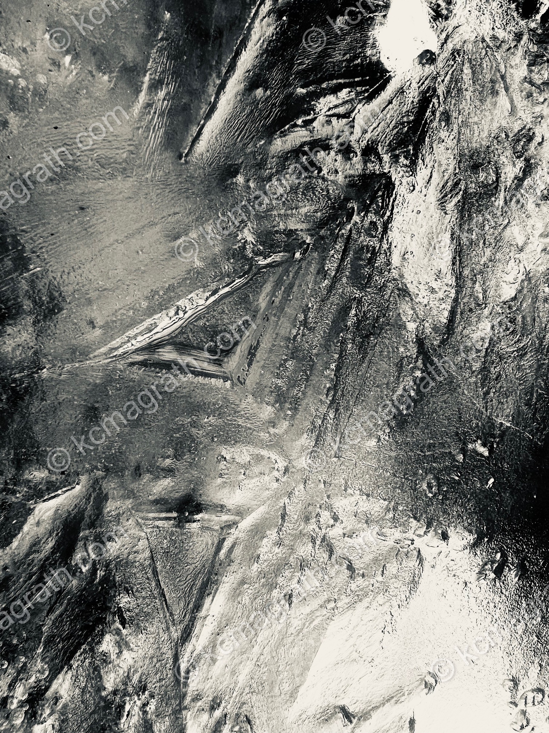 Kapadokya's Winter Ice Patterns on the Ground 1, B&W, Abstract, Turkiye