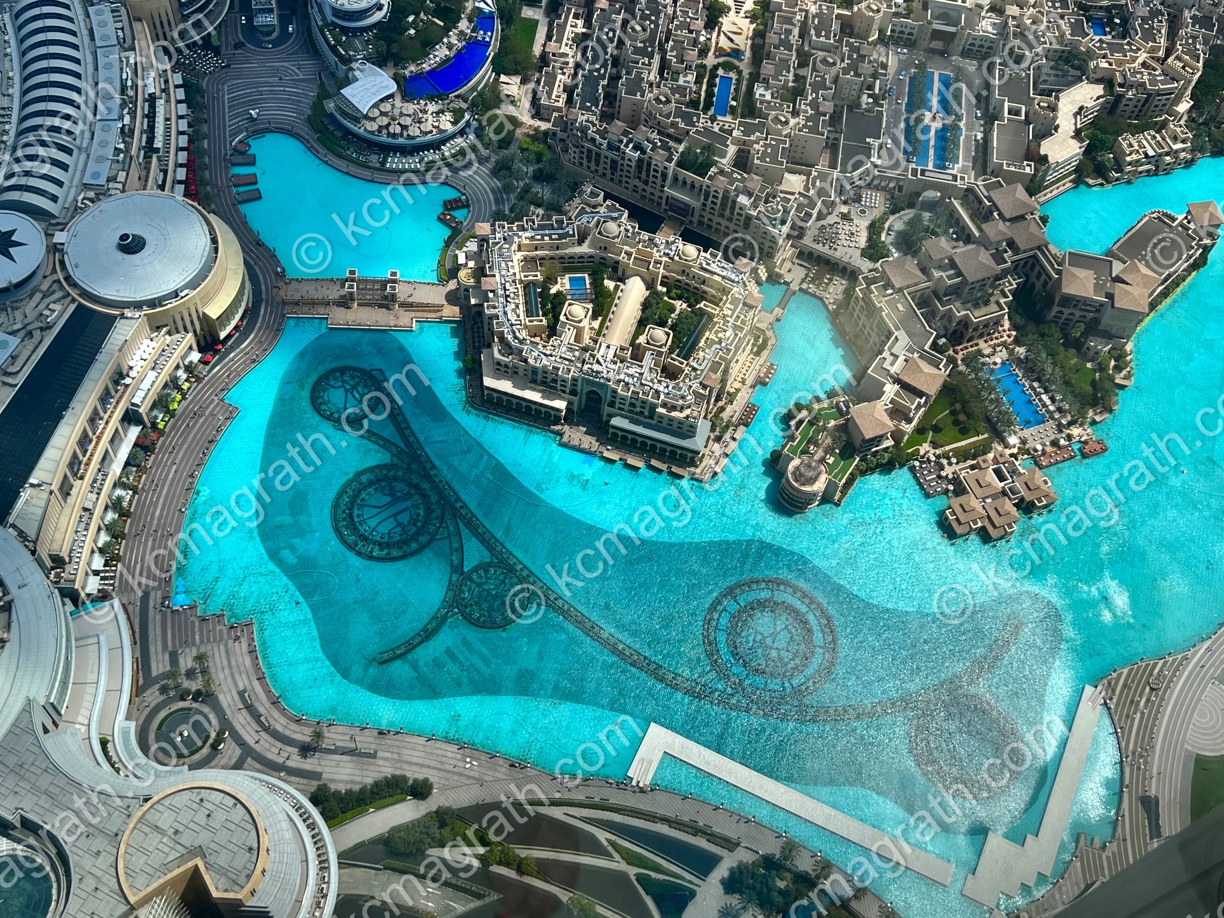 Dubai's Fountain Lake Aerial View From the Burj Khalifa, UAE