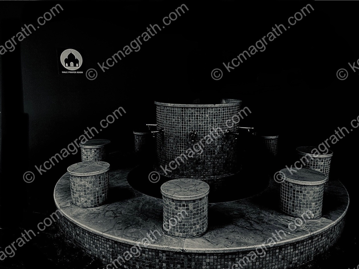 Male Prayer Room Footwash Station, B&W, Somewhere in the Middle East